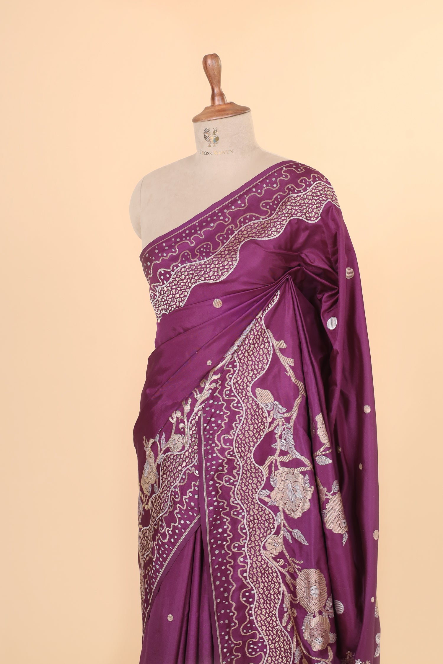 Deep Purple Handwoven Pure Banarasi Katan Silk Saree
