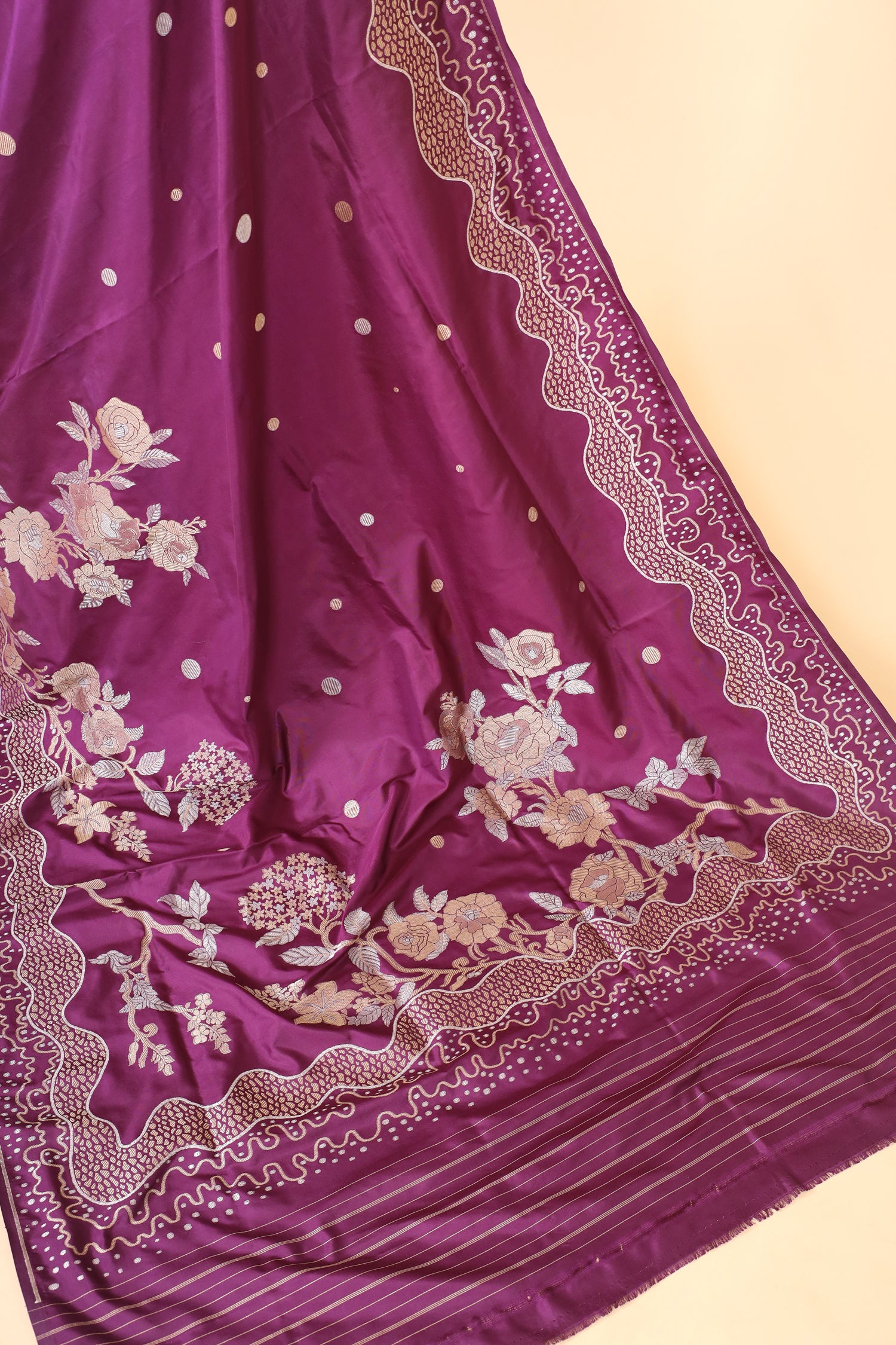 Deep Purple Handwoven Pure Banarasi Katan Silk Saree