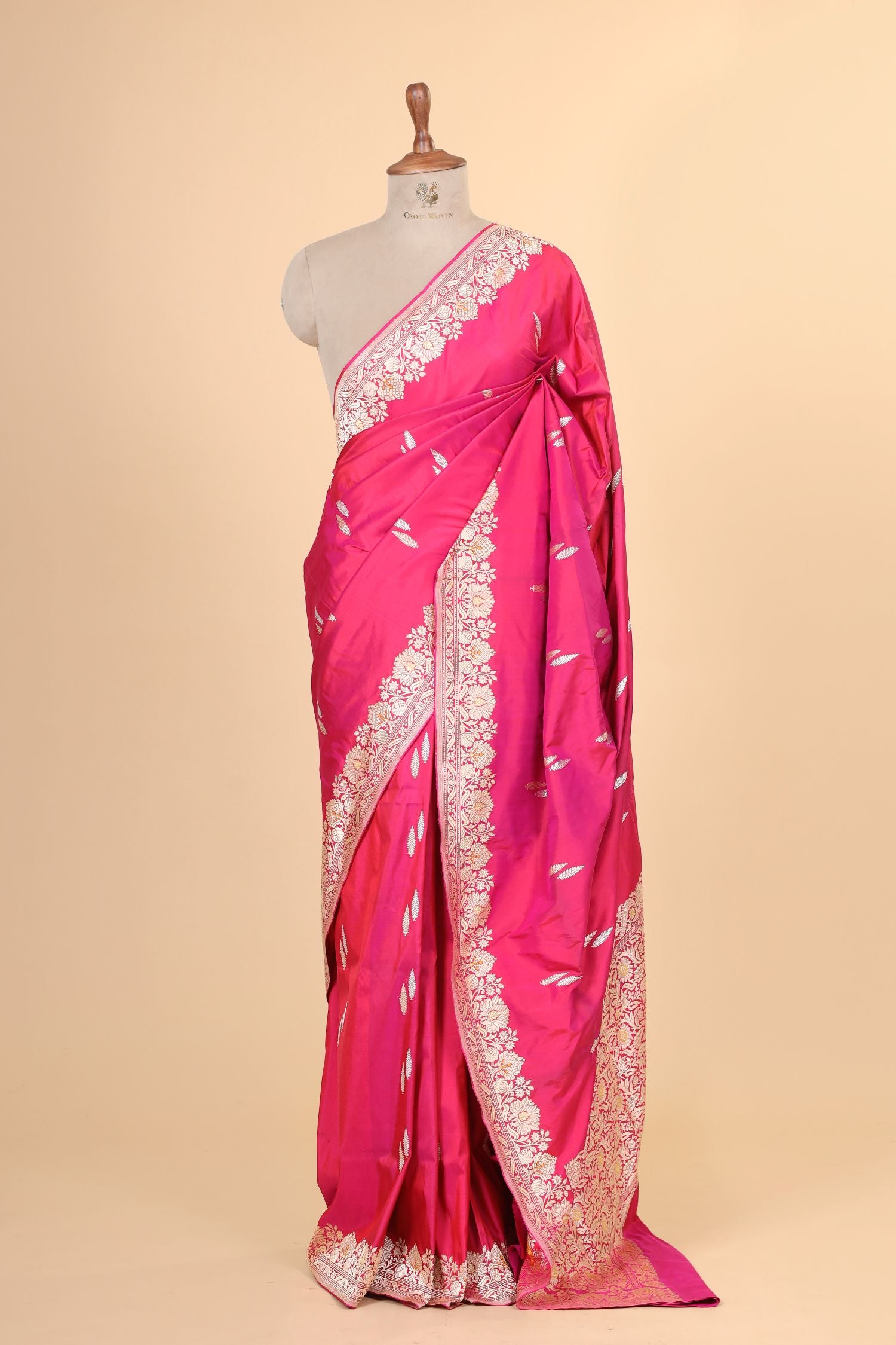 Vibrant Rani Pink Handwoven Pure Banarasi Katan Silk Saree