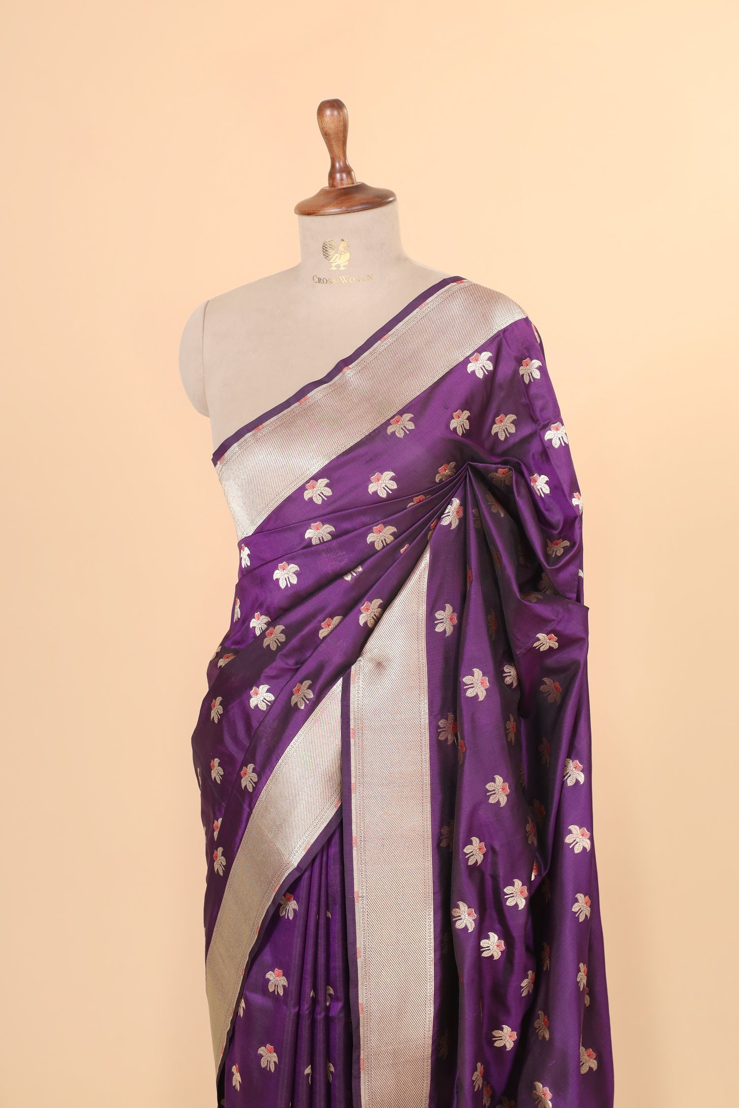 Deep Purple Handwoven Pure Banarasi Katan Silk Saree