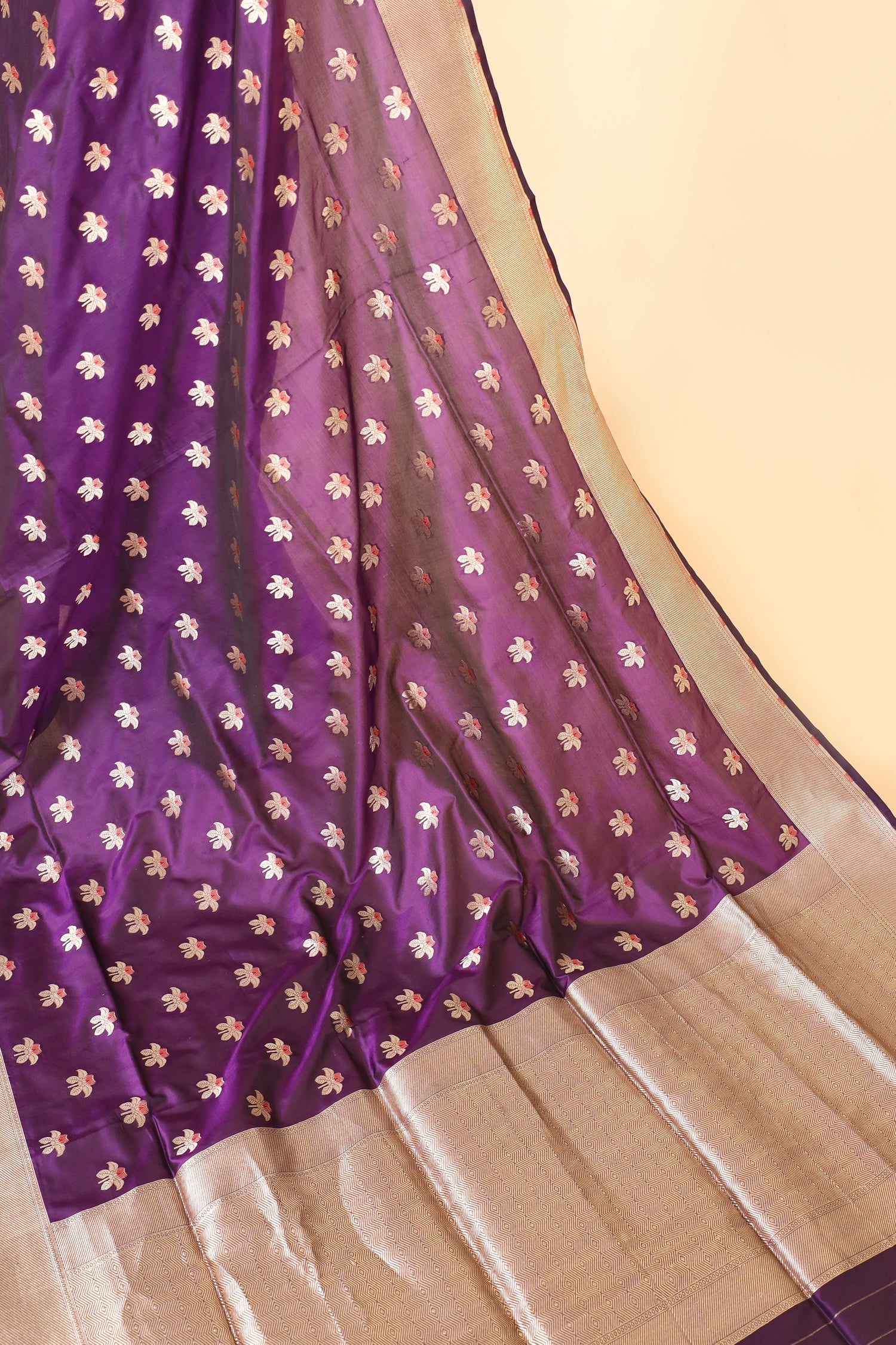 Deep Purple Handwoven Pure Banarasi Katan Silk Saree