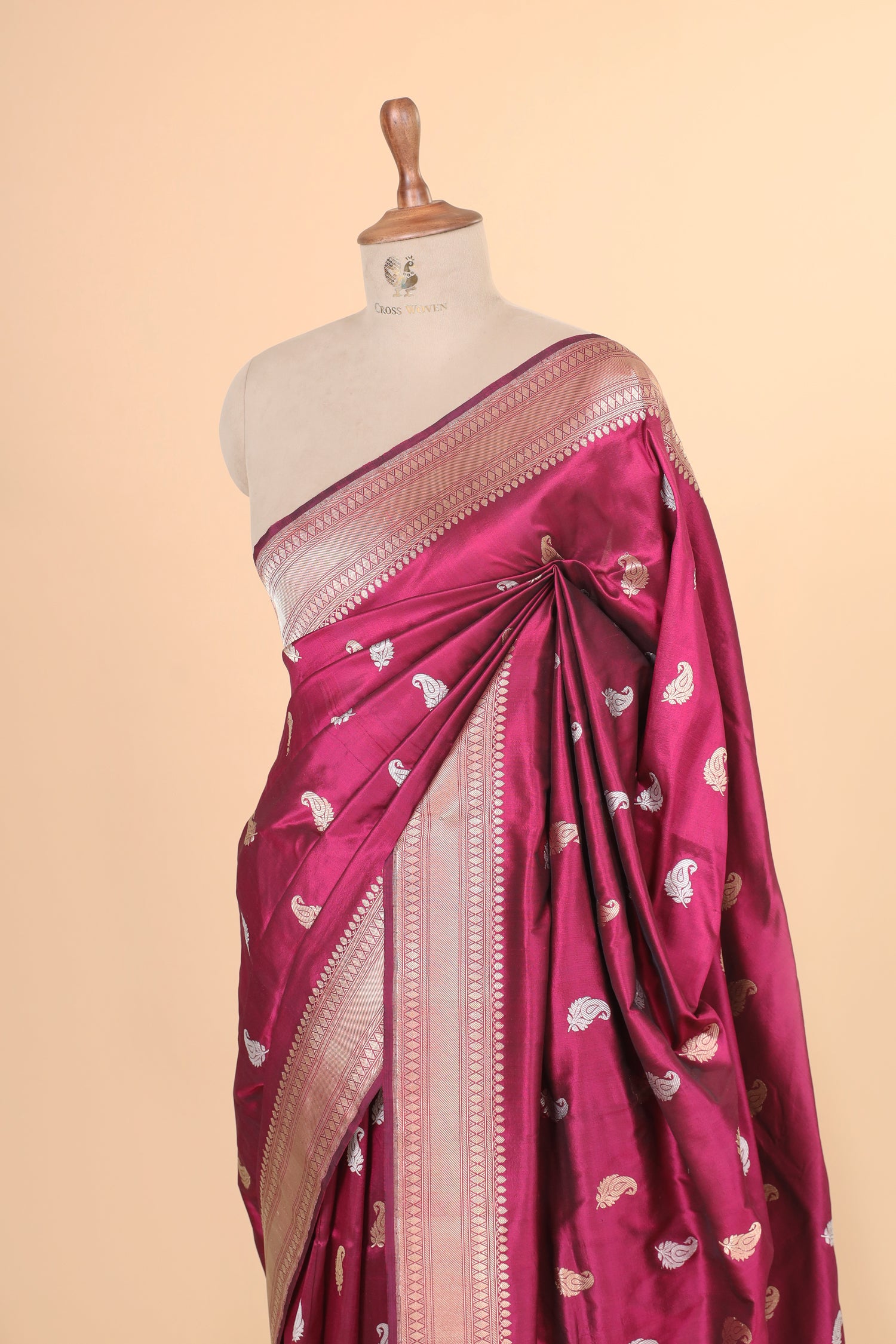 Wine Magenta Handwoven Pure Banarasi Katan Silk Saree