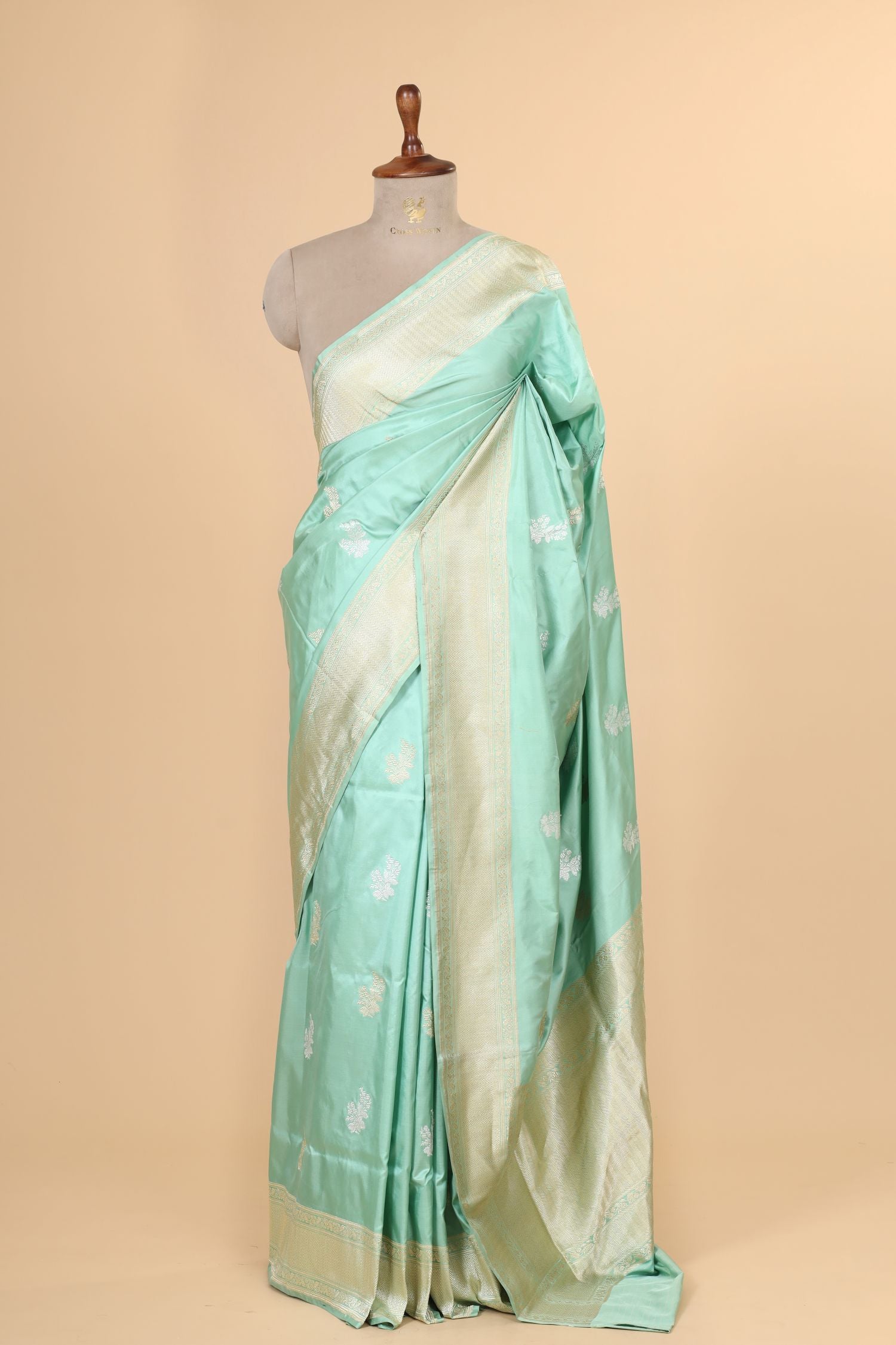 Mint Green Handwoven Pure Banarasi Katan Silk Saree