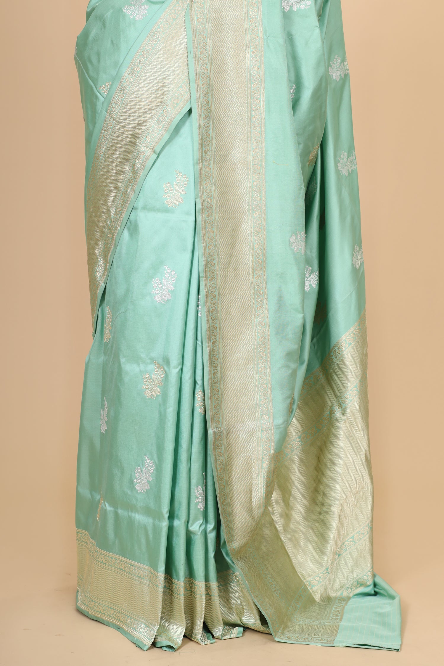 Mint Green Handwoven Pure Banarasi Katan Silk Saree