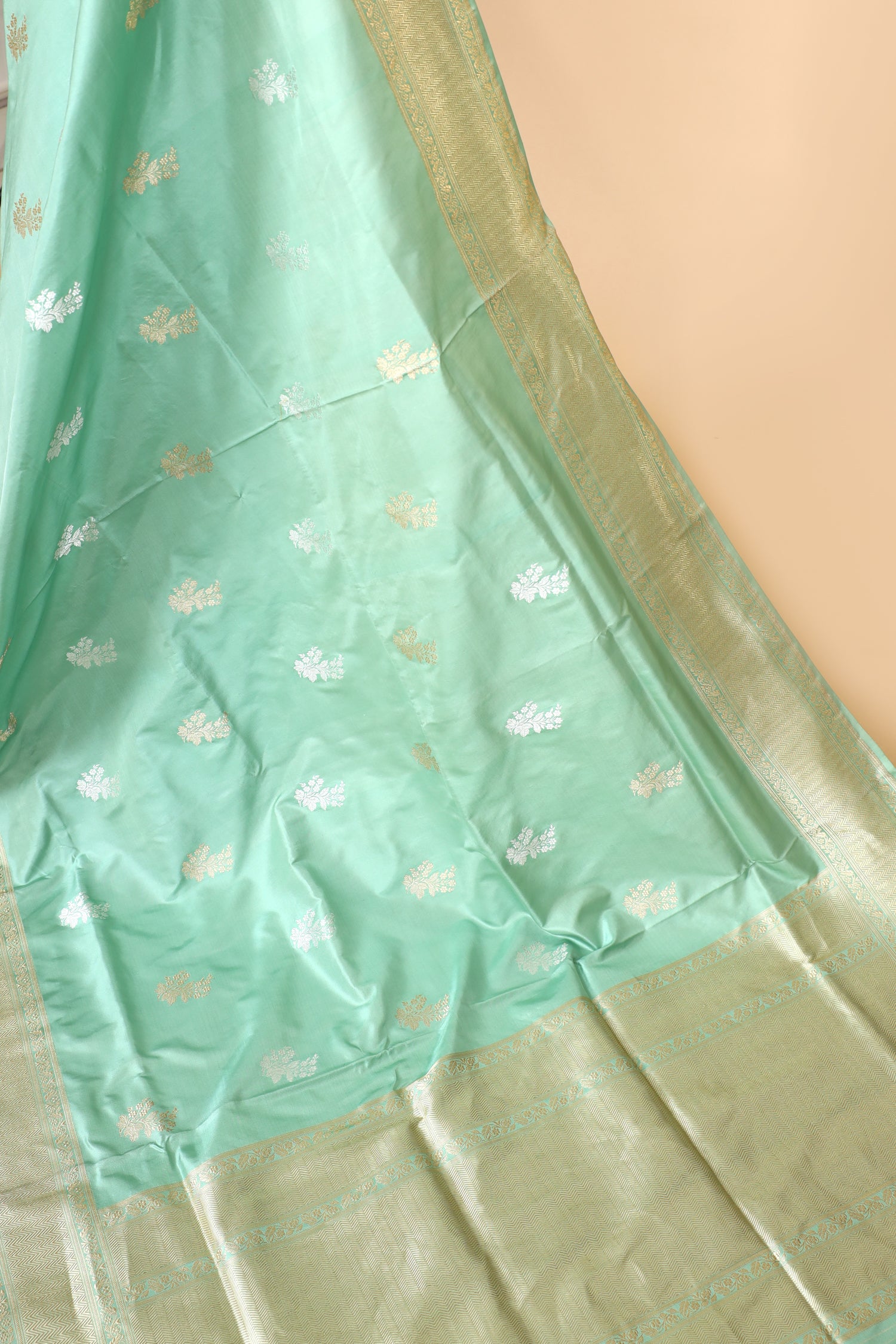 Mint Green Handwoven Pure Banarasi Katan Silk Saree