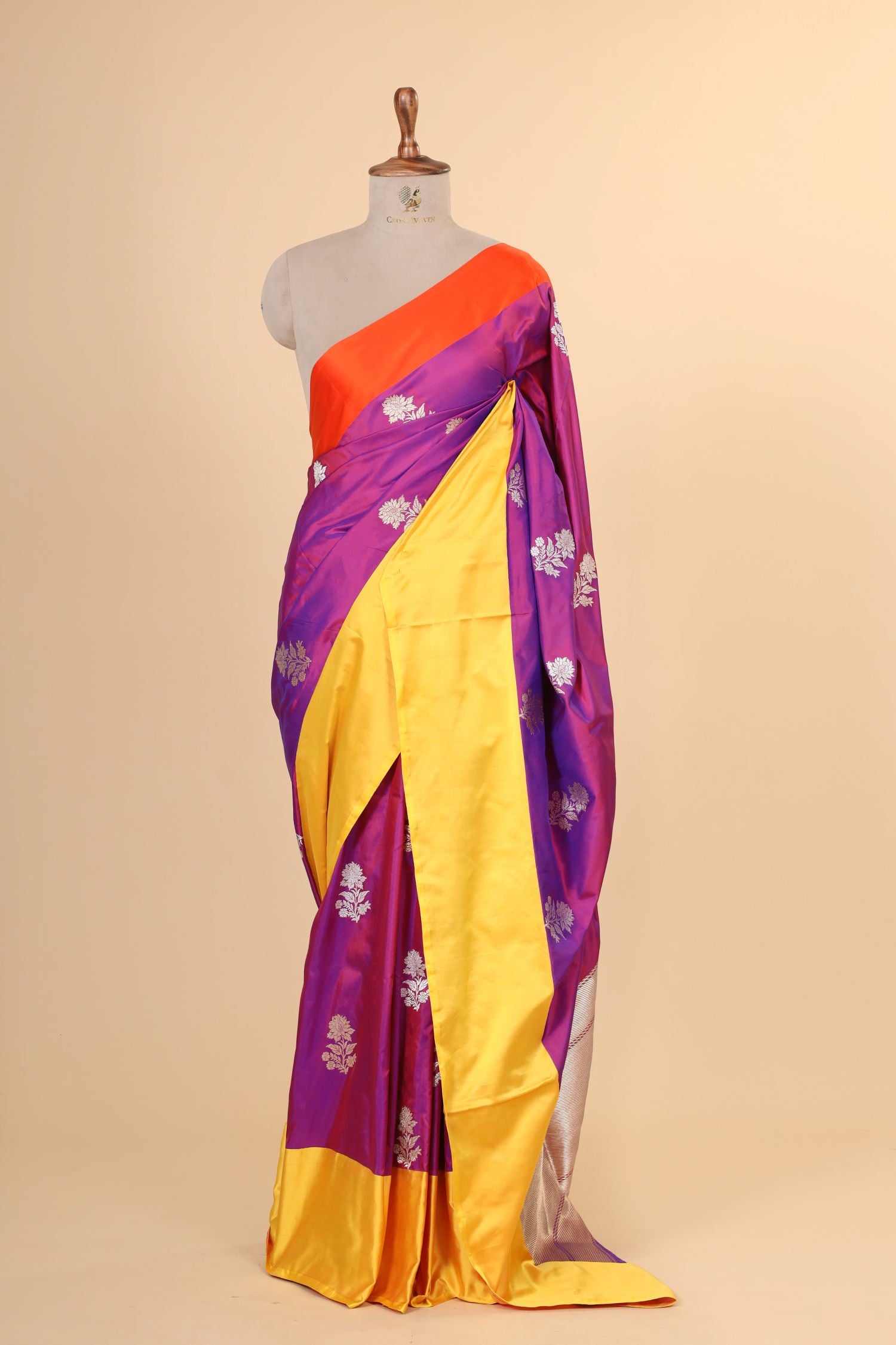 Dual Tone Purple Handwoven Pure Banarasi Katan Silk Saree