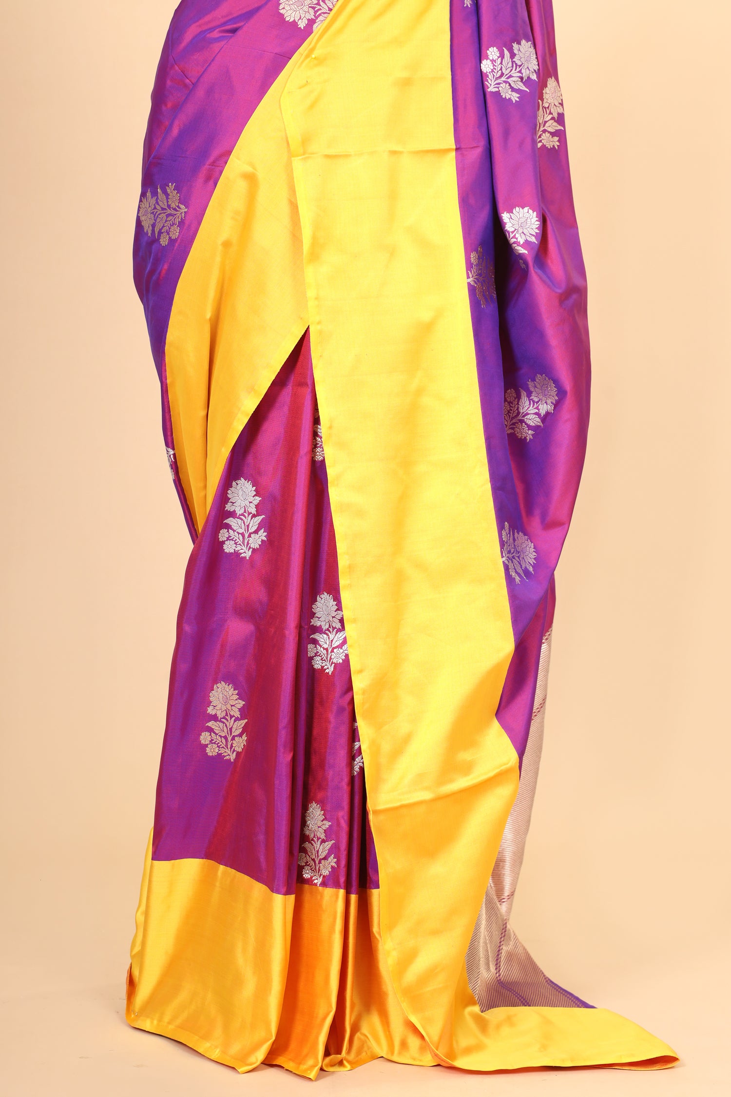 Dual Tone Purple Handwoven Pure Banarasi Katan Silk Saree
