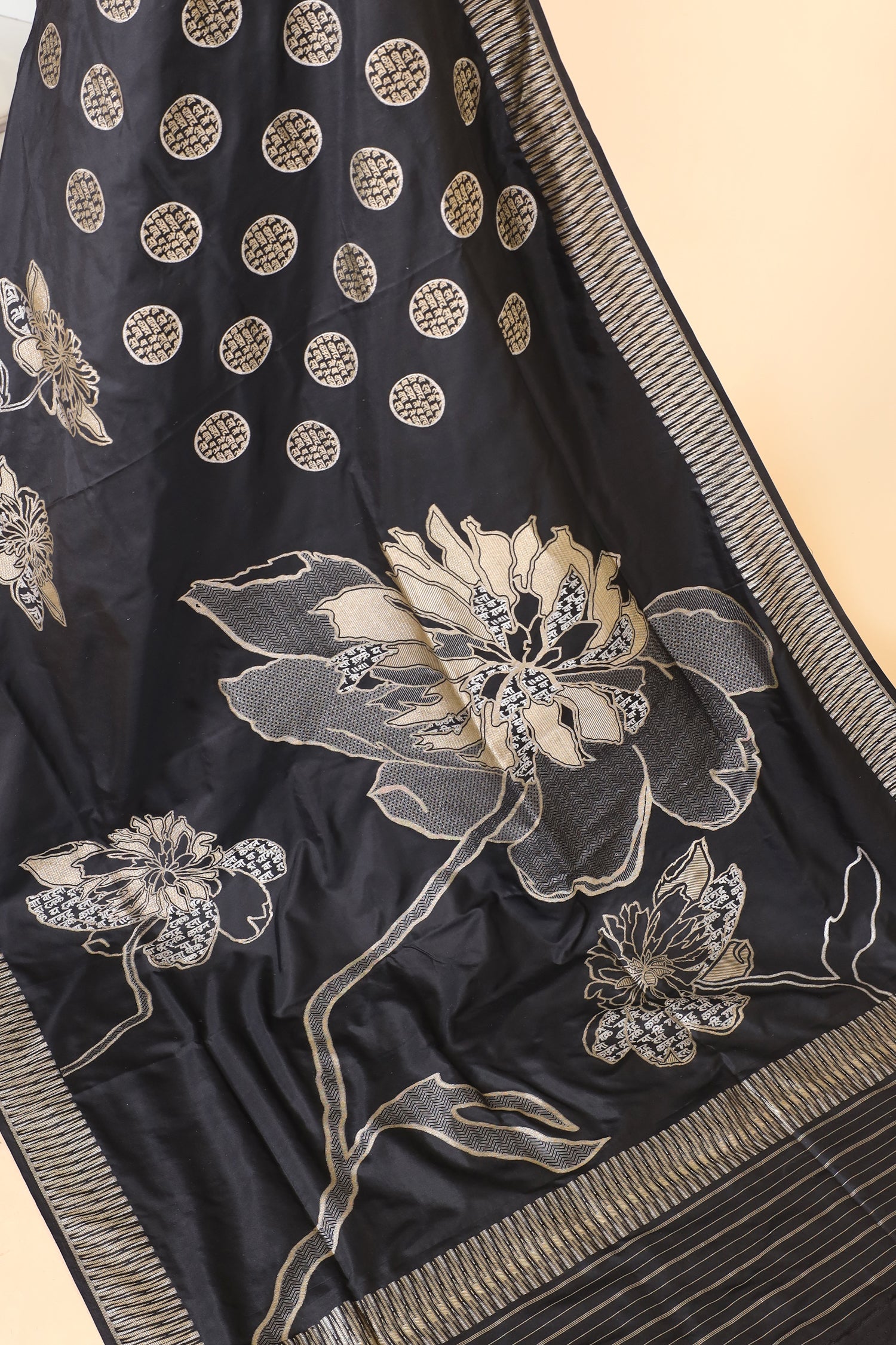 Black Handwoven Pure Banarasi Katan Silk Saree