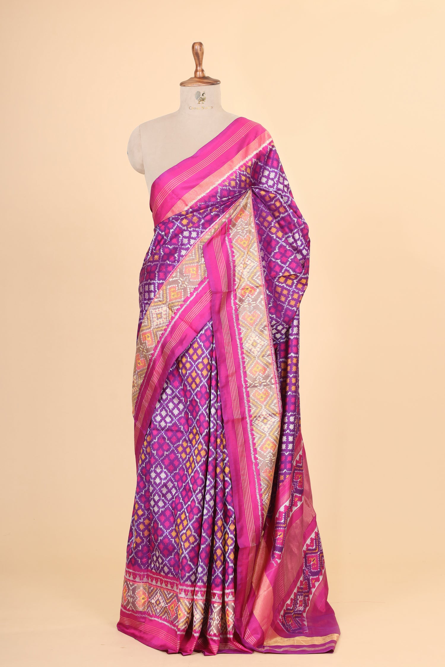 Purple Katan Silk Ikkat Patola Saree
