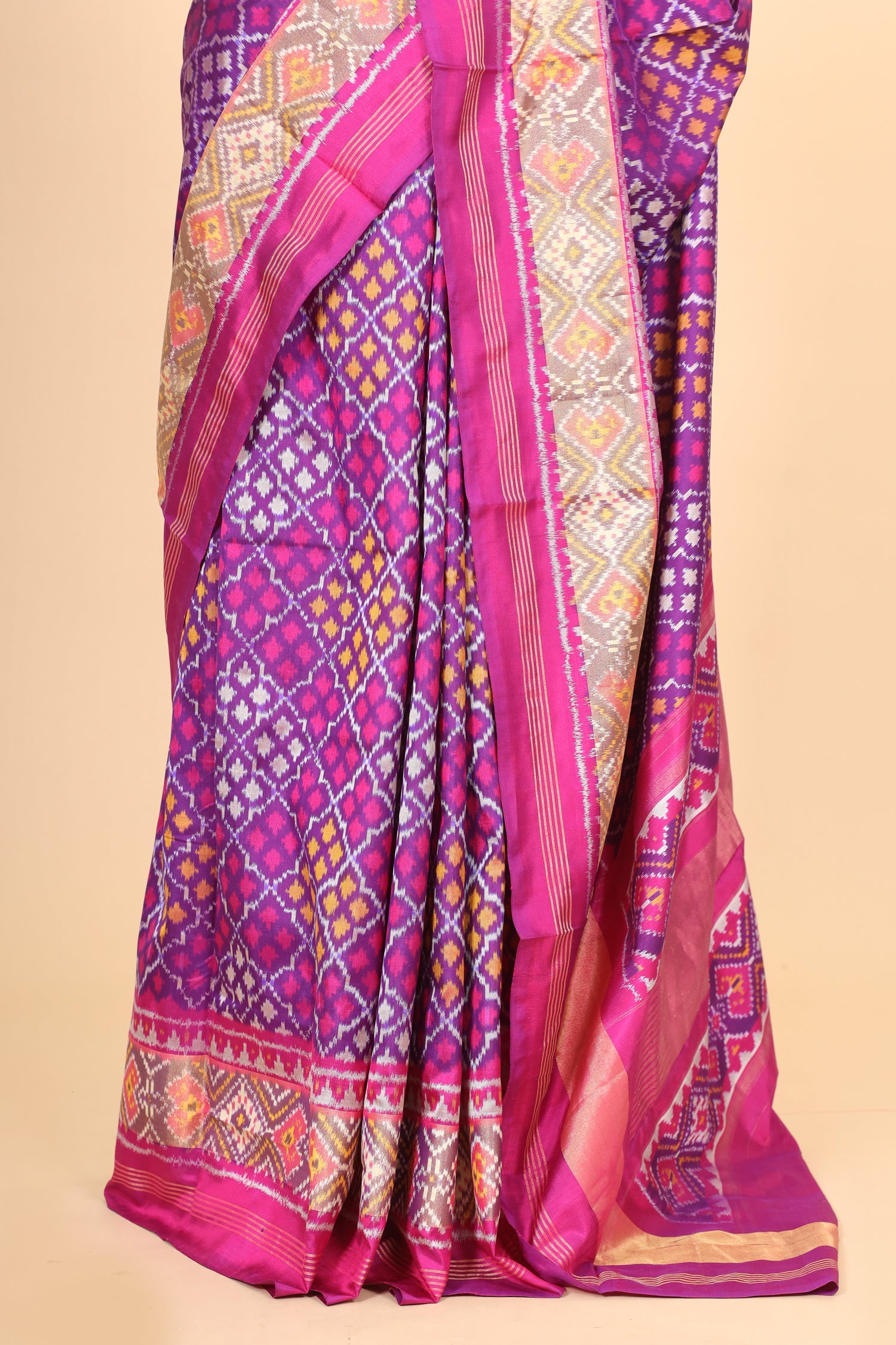 Purple Katan Silk Ikkat Patola Saree