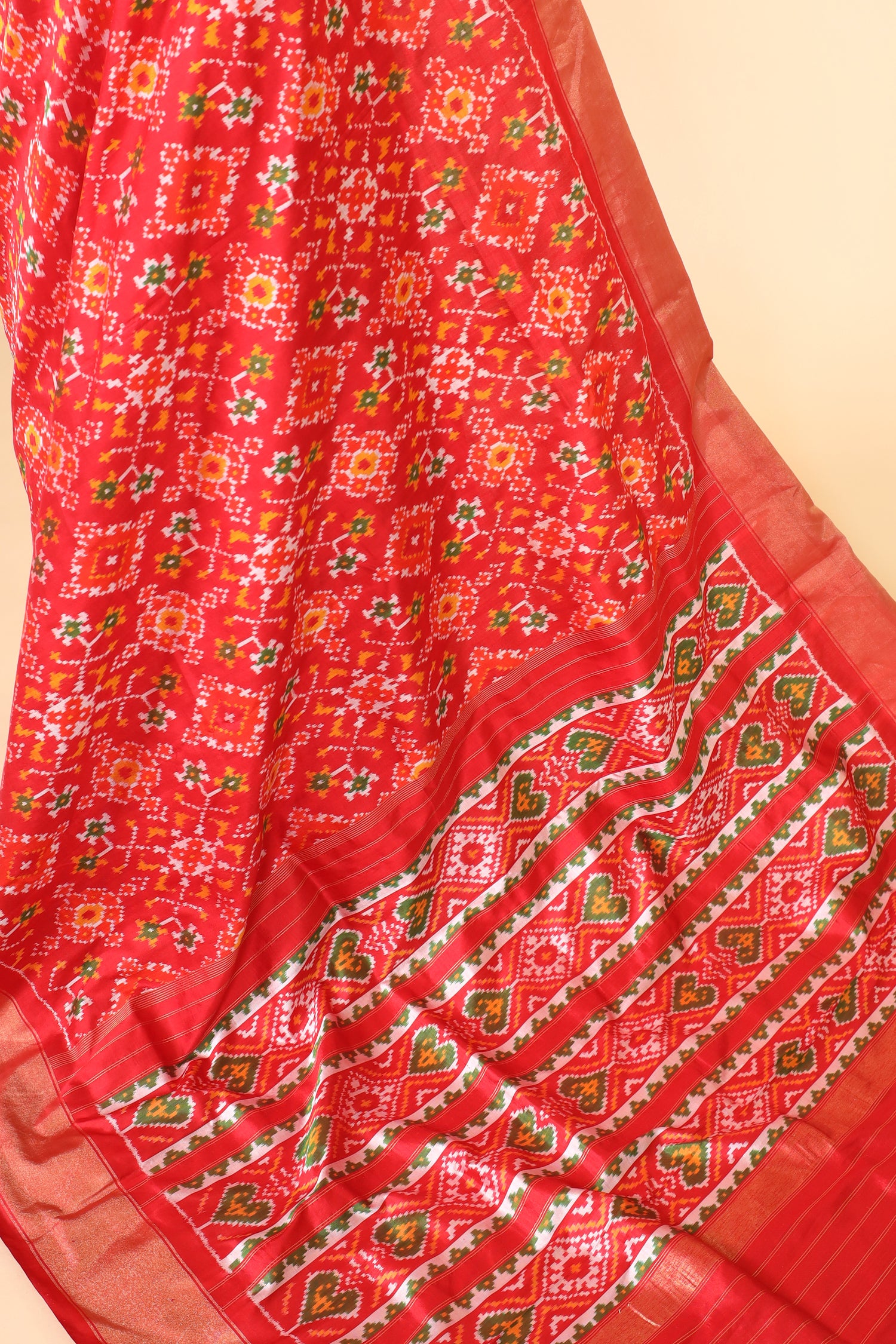 Red Katan Silk Ikkat Patola Saree