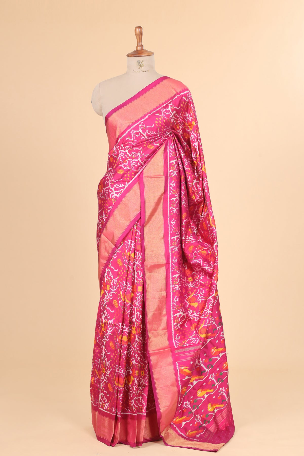 Pink Pure Katan Silk Patola Saree with Vibrant Traditional Motif Weave