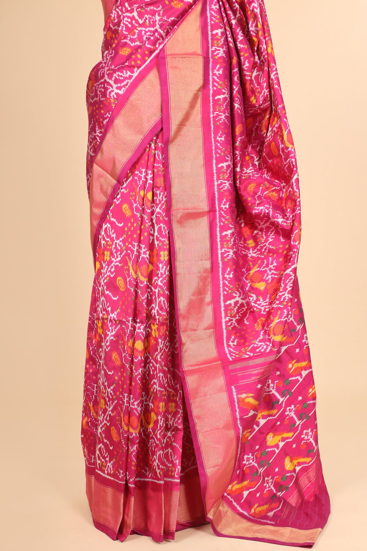 Pink Pure Katan Silk Patola Saree with Vibrant Traditional Motif Weave