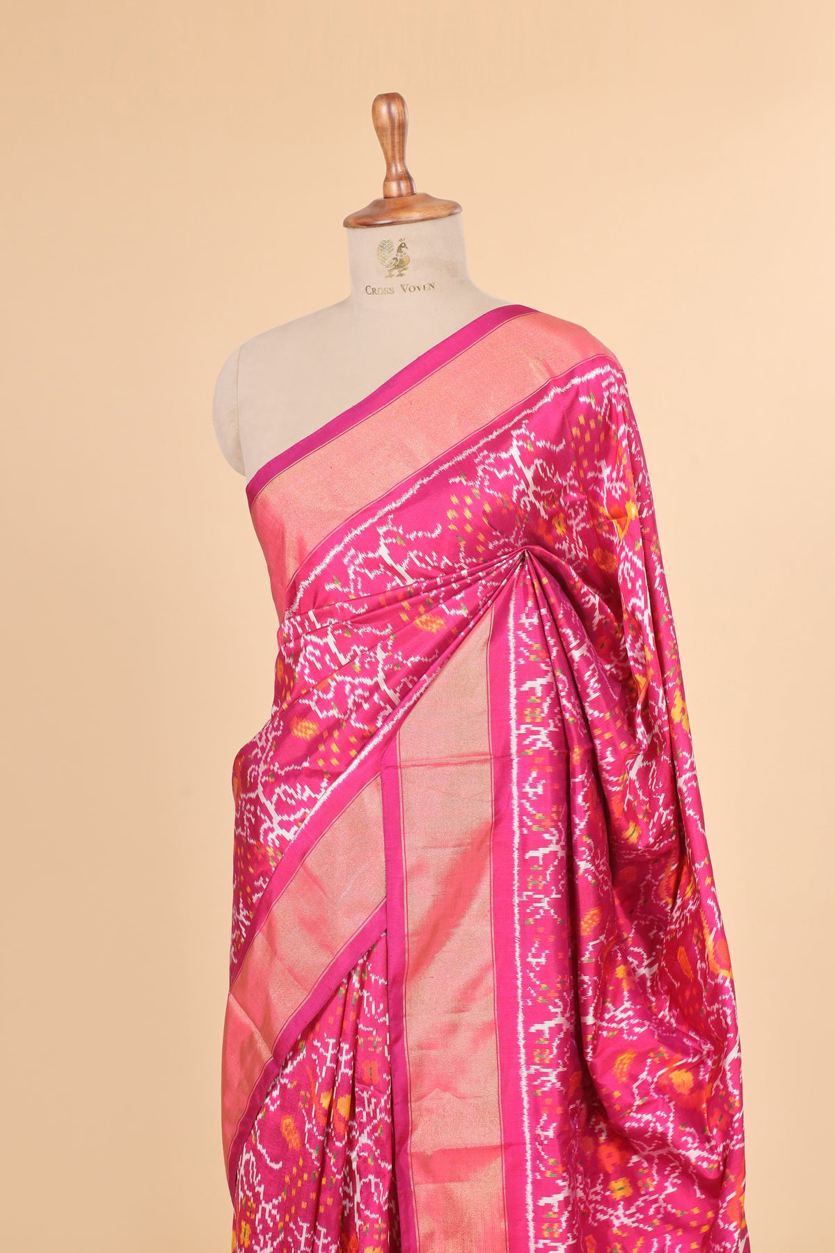 Pink Pure Katan Silk Patola Saree with Vibrant Traditional Motif Weave