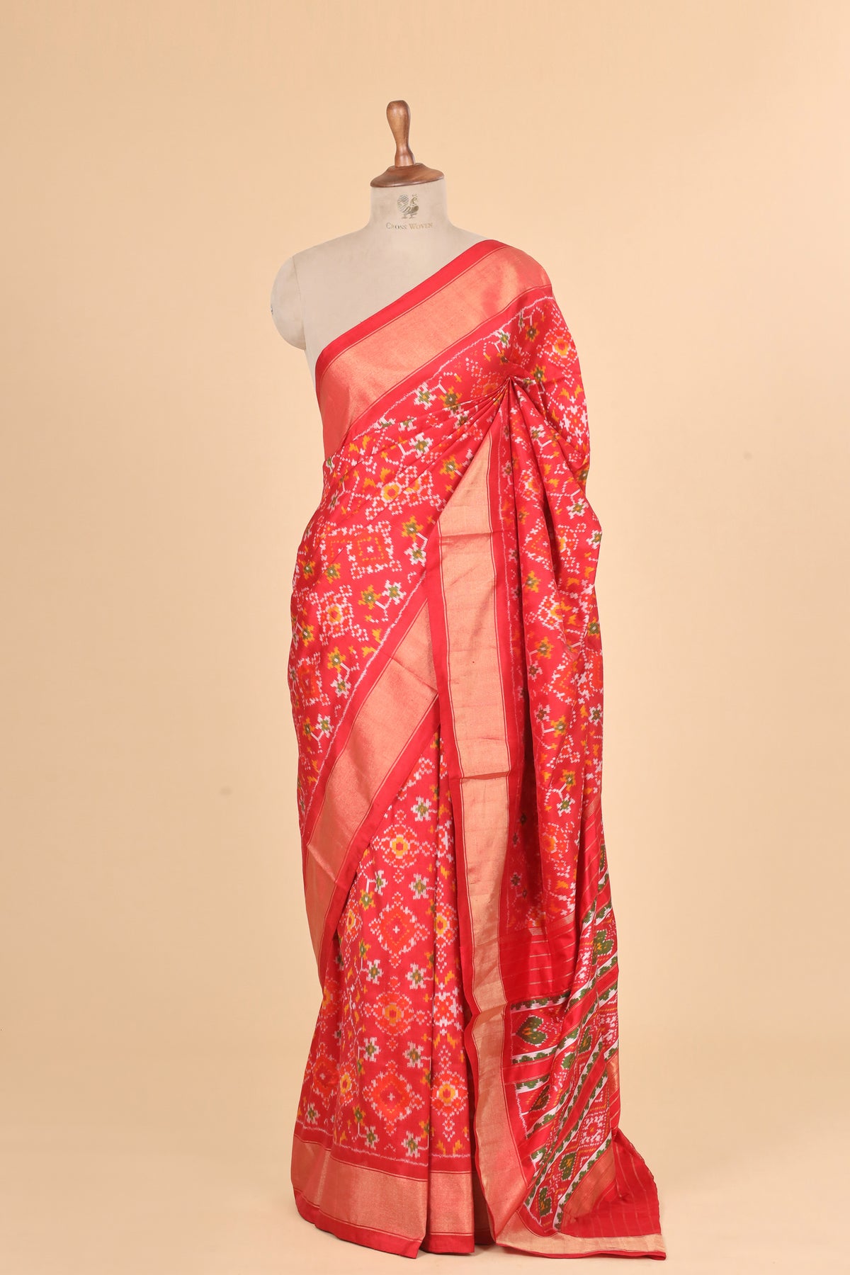 Red Pure Katan Silk Patola Saree with Intricate Allover Motifs