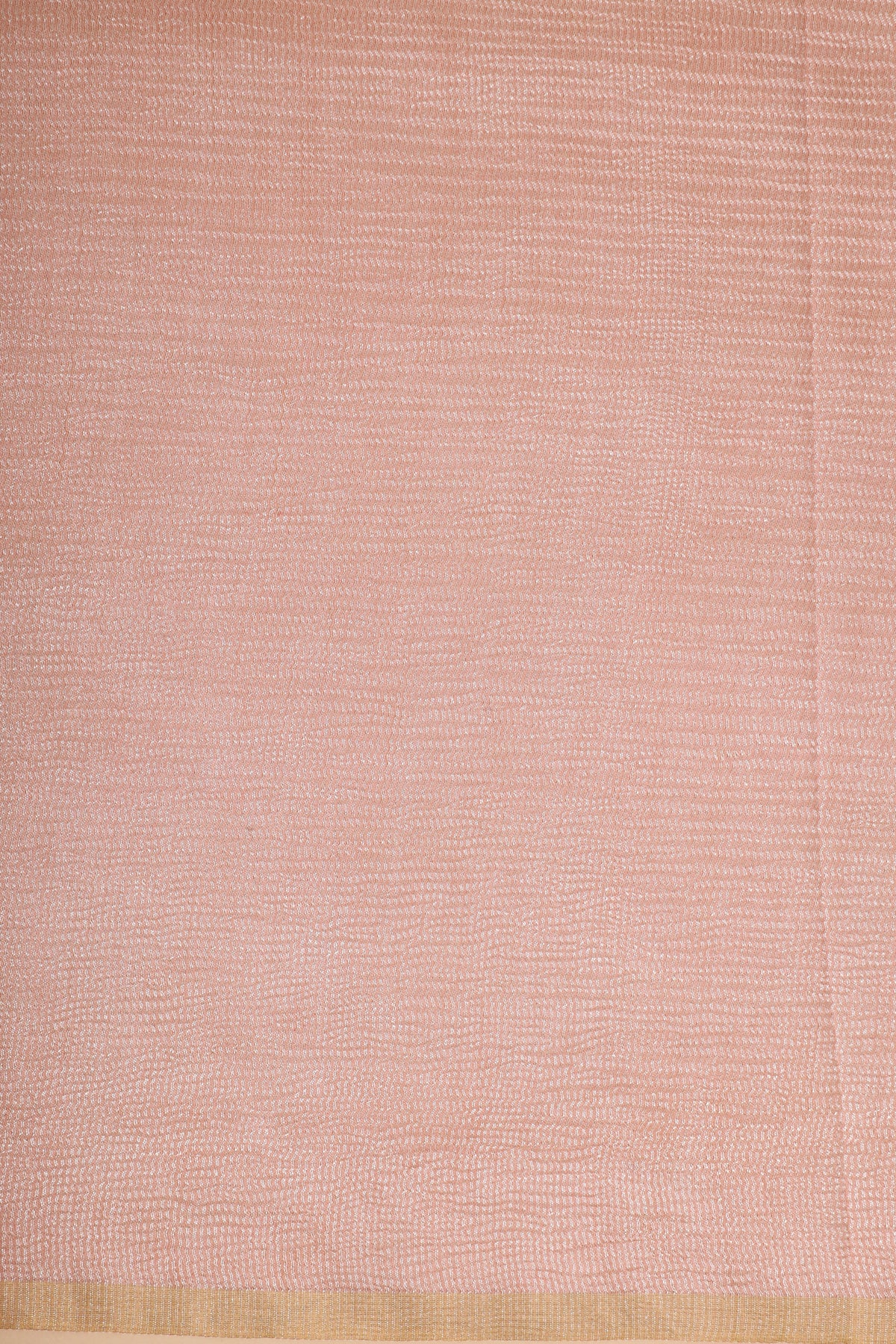 Peach Pure Munga Silk Saree With Zari Stripe