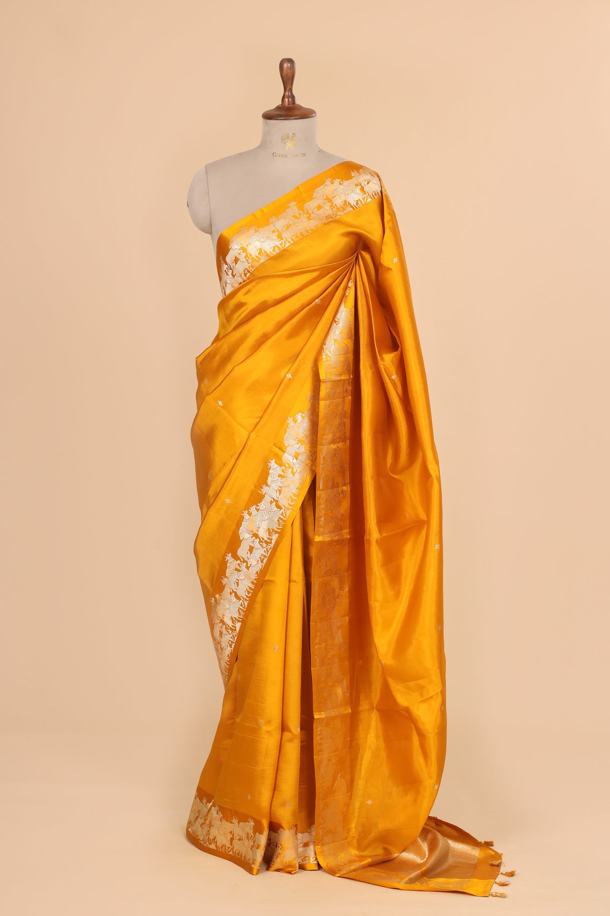 Yellow Handwoven Pure Banarasi Soft Silk Saree