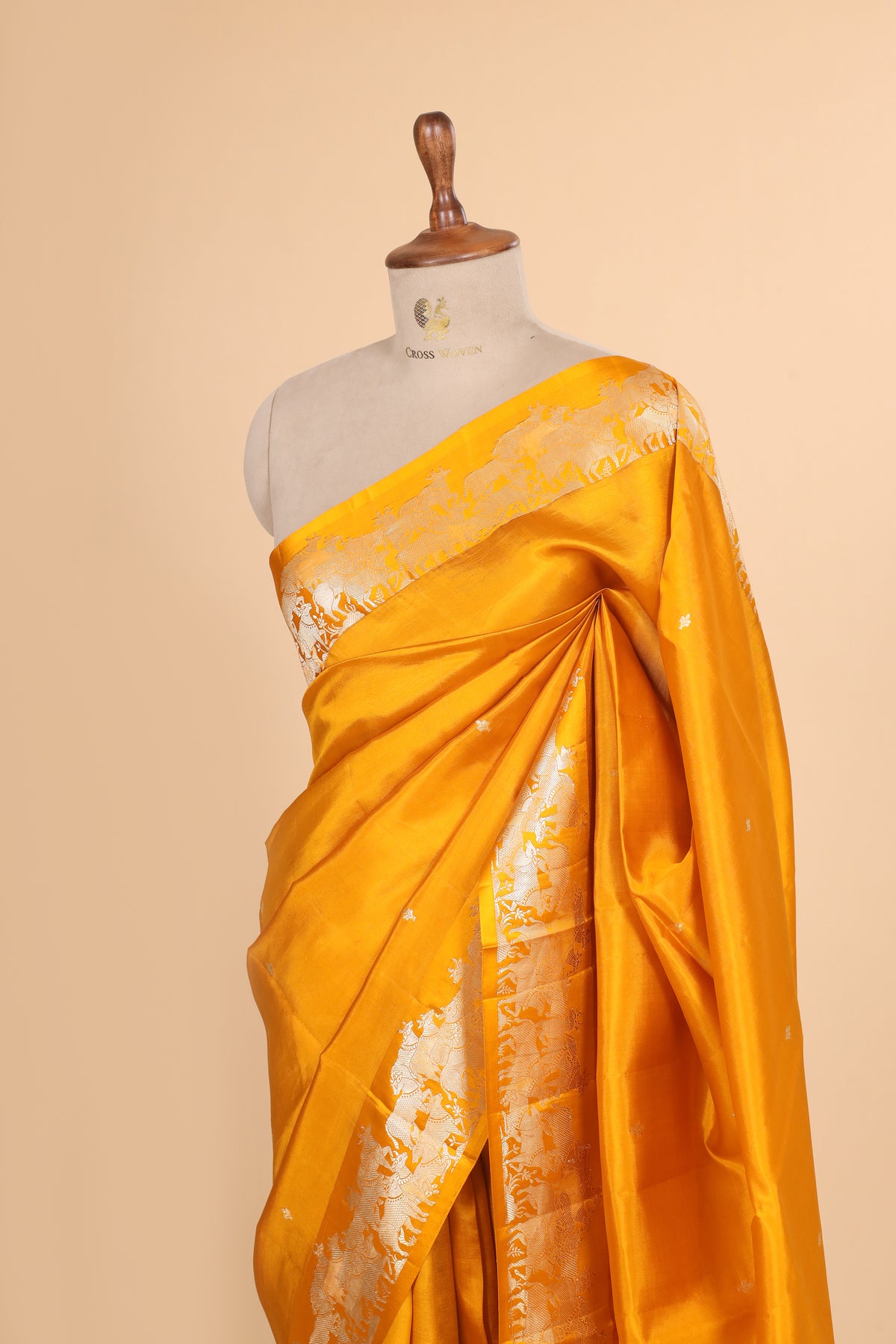 Yellow Handwoven Pure Banarasi Soft Silk Saree