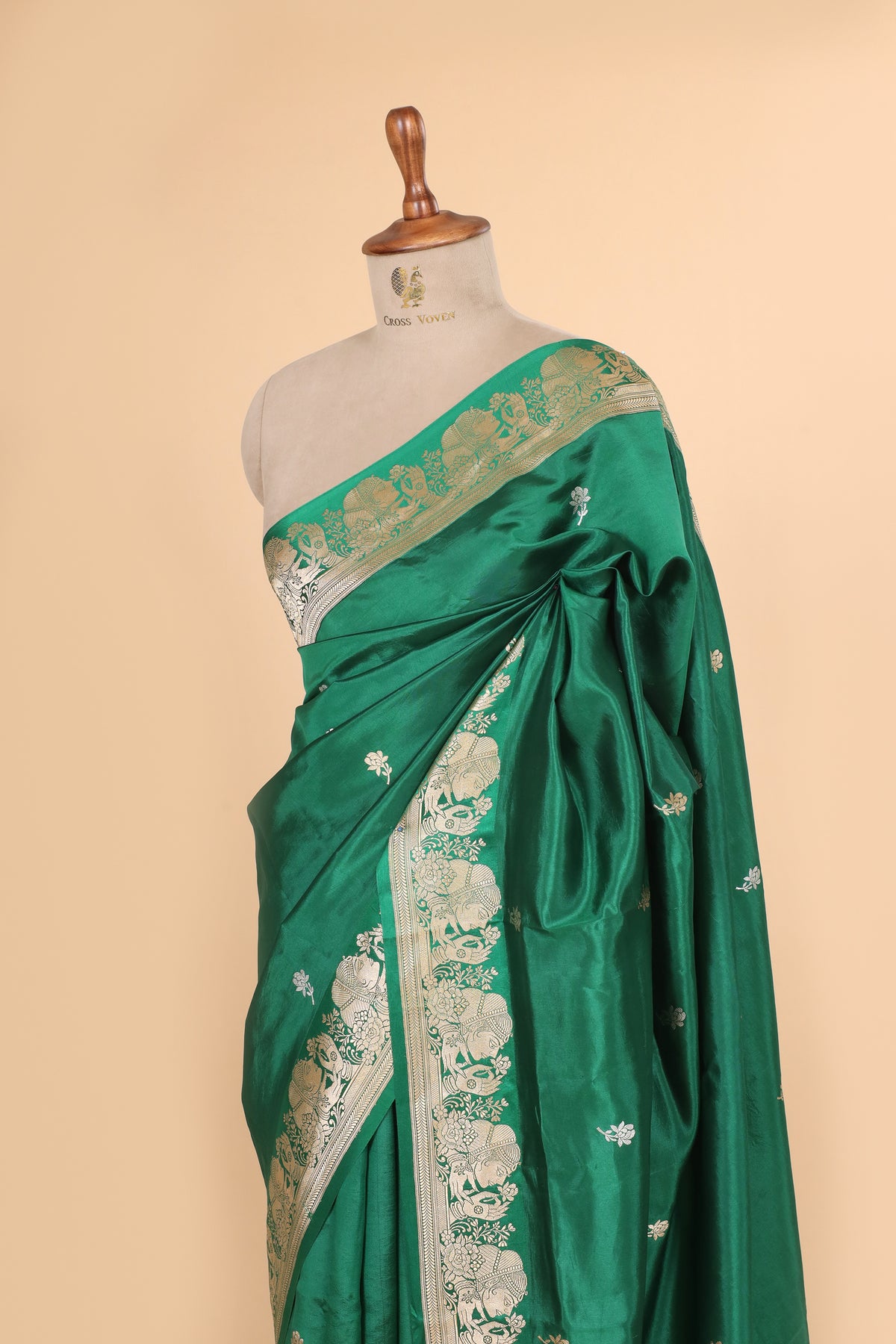 Emerald Green Handwoven Pure Banarasi Soft Silk Saree