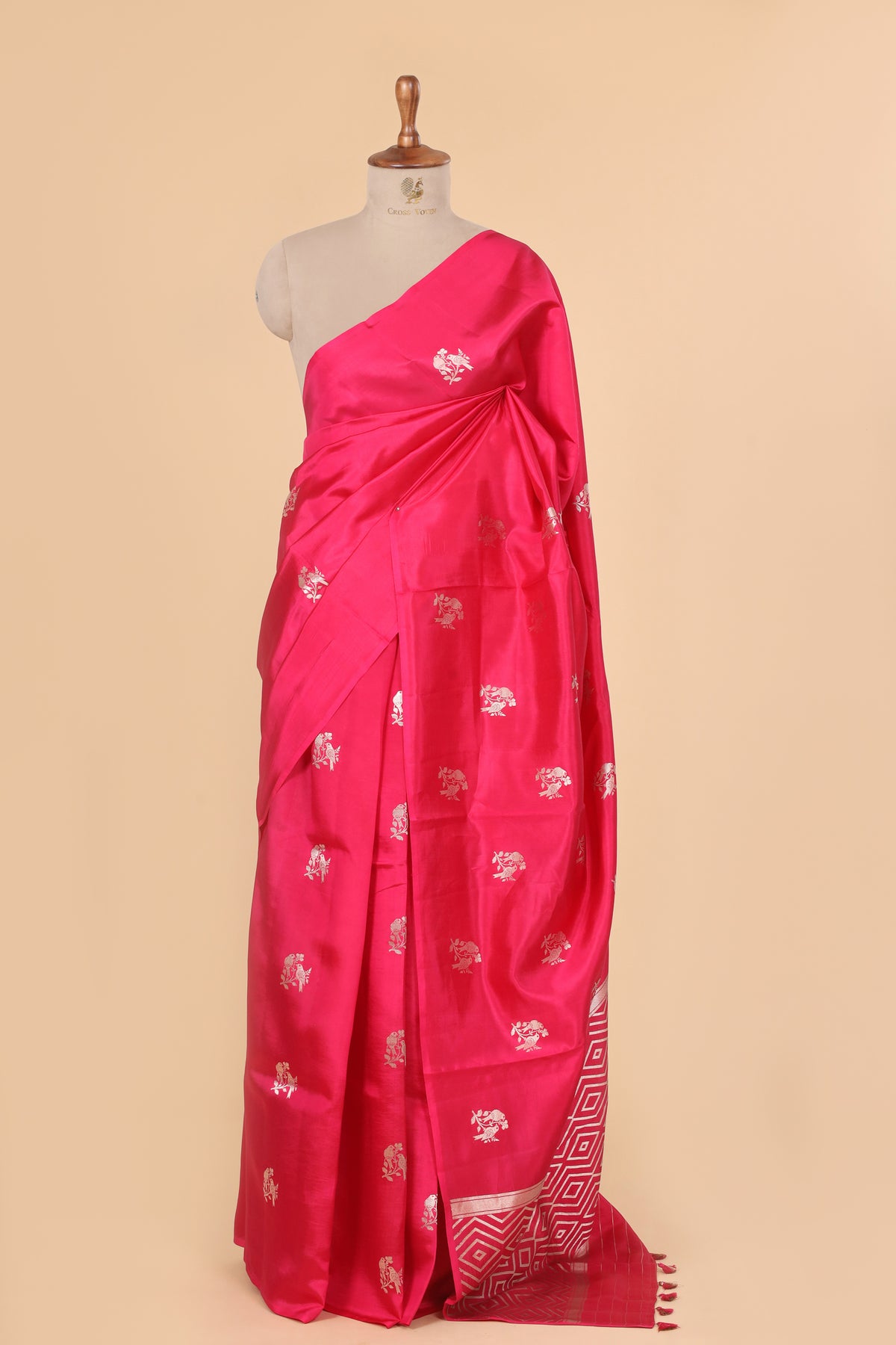 Bright Pink Handwoven Pure Banarasi Soft Silk Saree