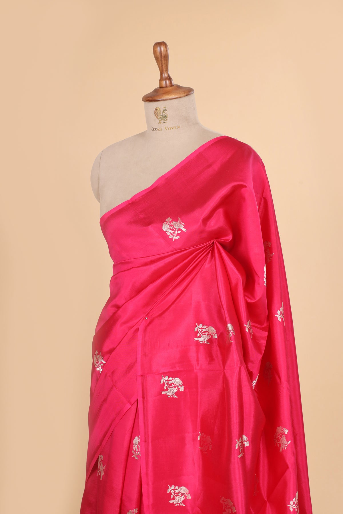 Bright Pink Handwoven Pure Banarasi Soft Silk Saree