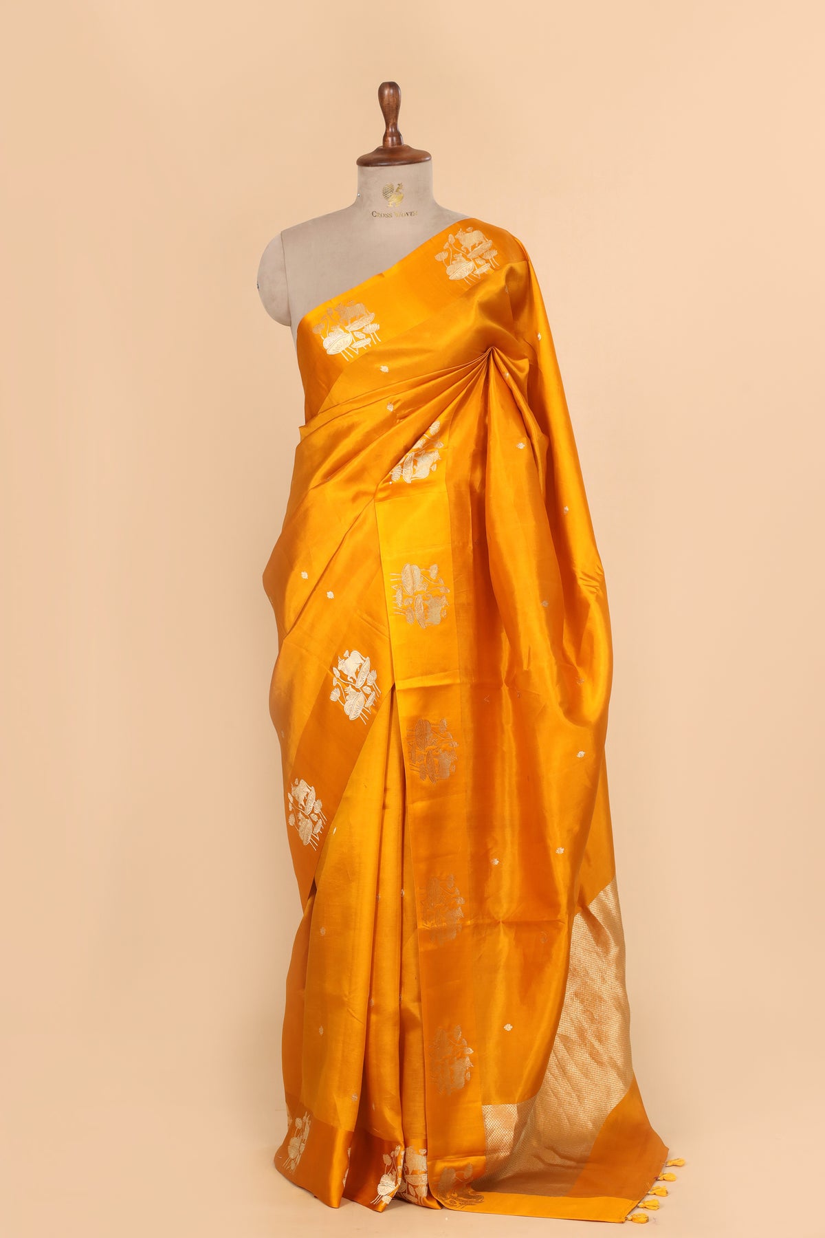 Mustard Yellow Handwoven Pure Banarasi Katan Soft Silk Saree