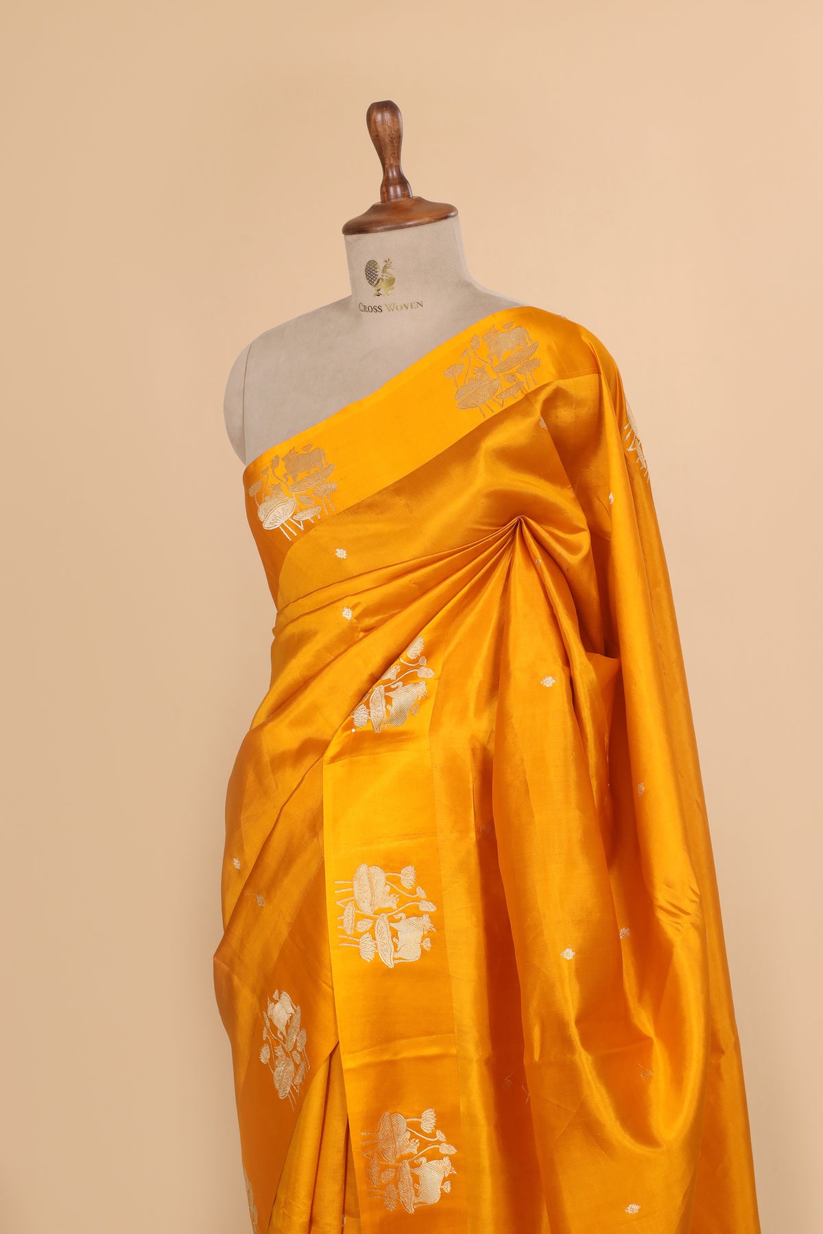 Mustard Yellow Handwoven Pure Banarasi Katan Soft Silk Saree