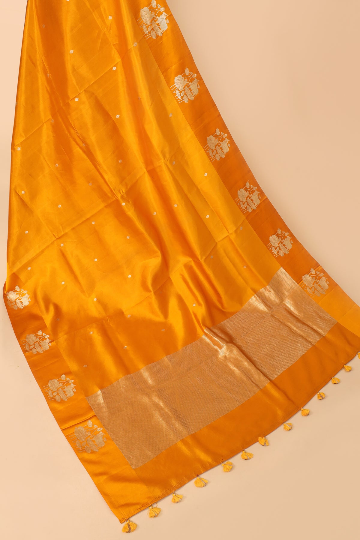 Mustard Yellow Handwoven Pure Banarasi Katan Soft Silk Saree