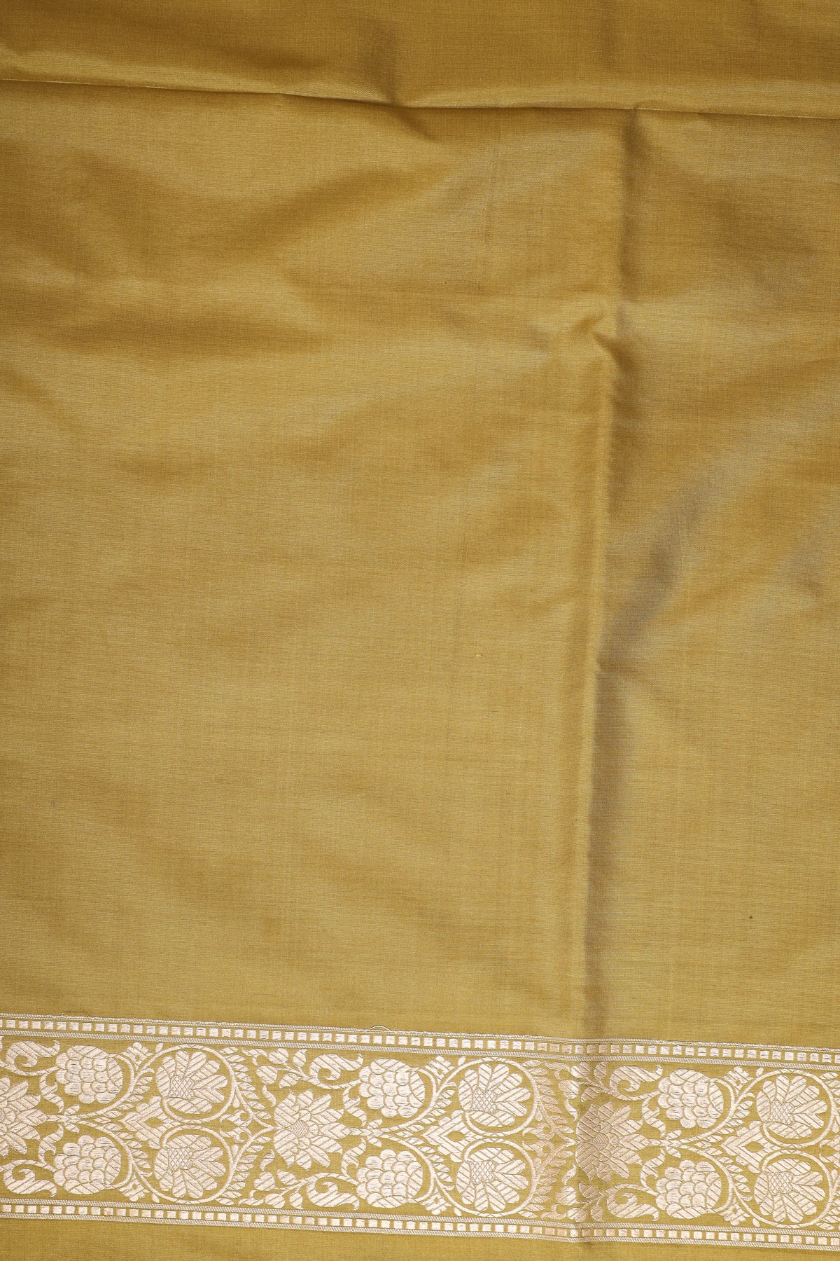 Olive Green Pure Katan Silk Saree Allover Jaal