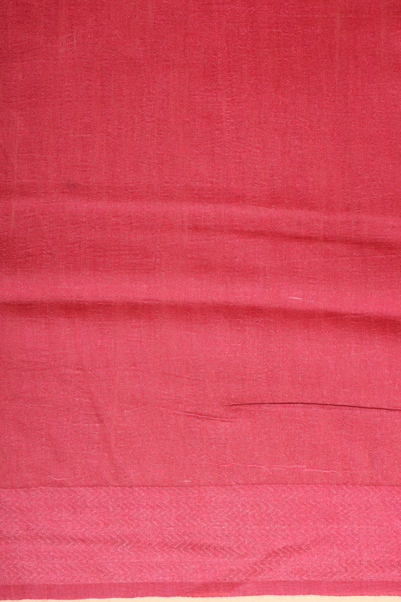Maroon Floral Printed Pure Tussar Silk Saree with Pink Border