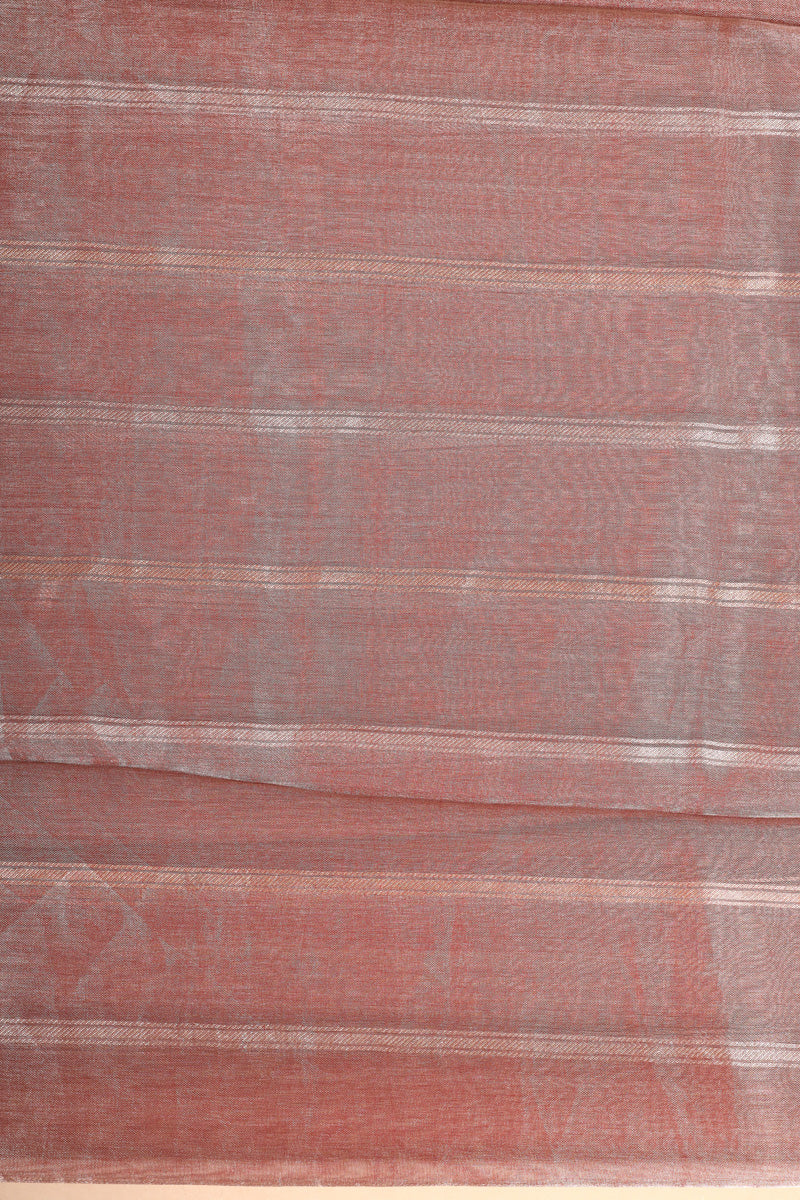 Red Pure Tissue Silk Satin Stripe Saree