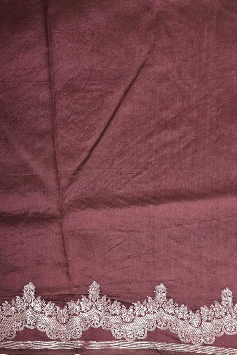 Wine Arashi Dye Organza Silk Saree with Golden Zari Detailing