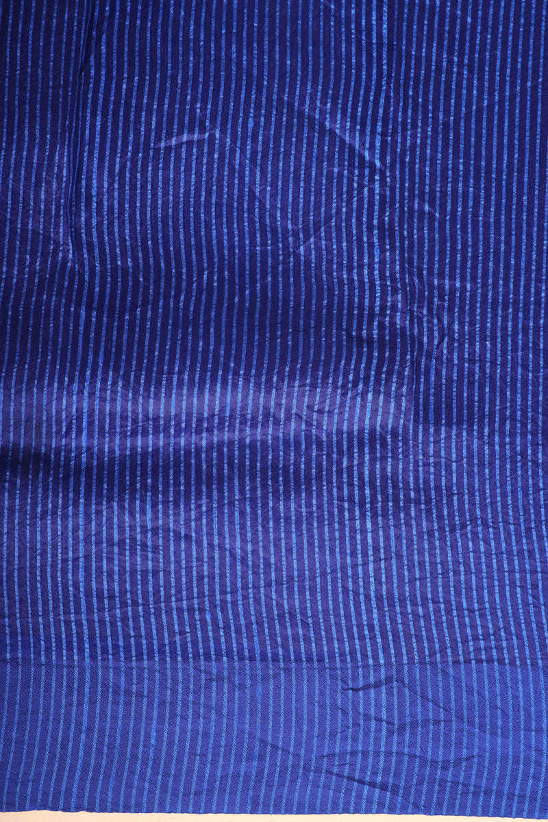 Royal Blue Arashi Dye Organza Silk Saree with Satin Border