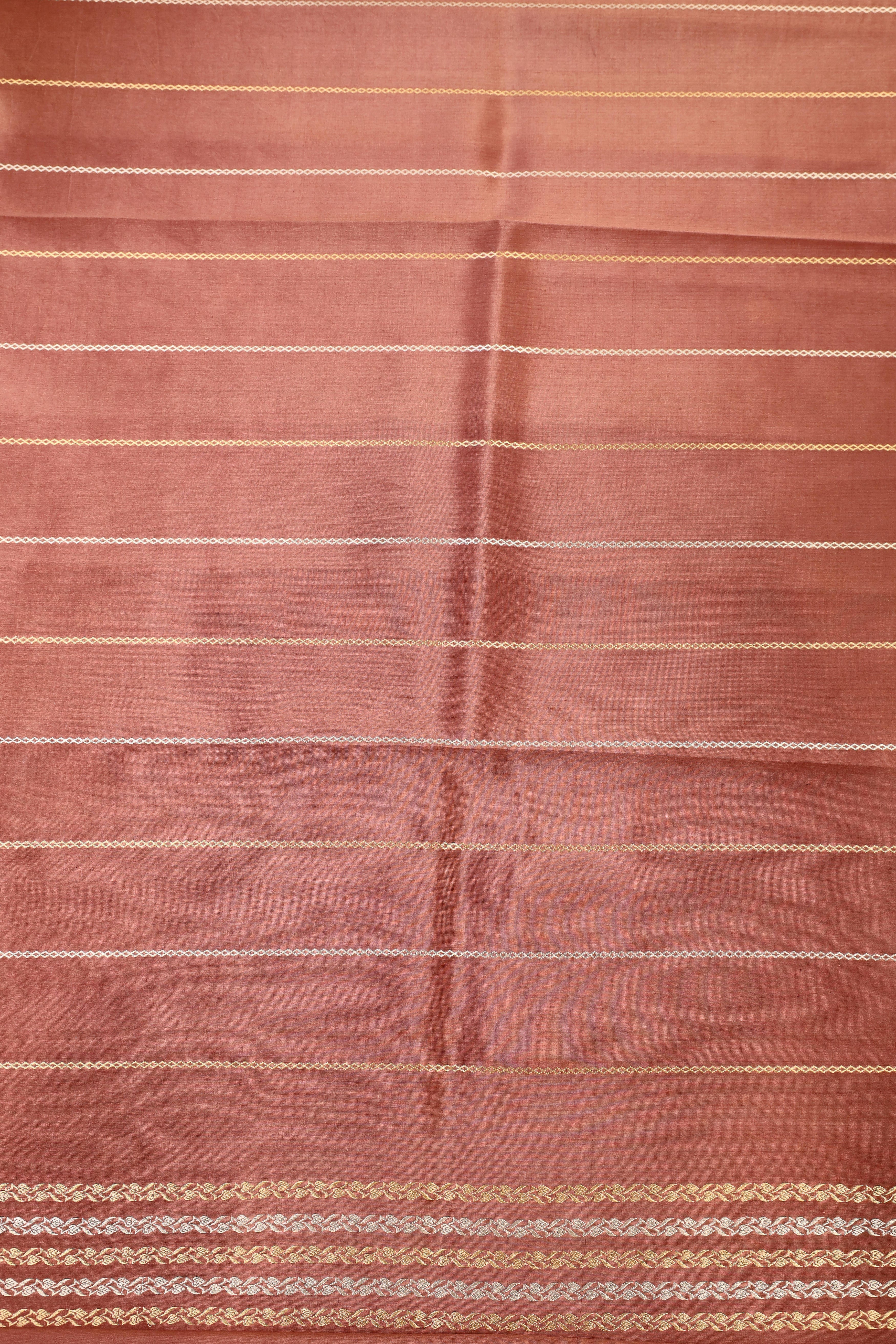 Reddish Brown Handwoven Pure Banarasi Katan Soft Silk Saree