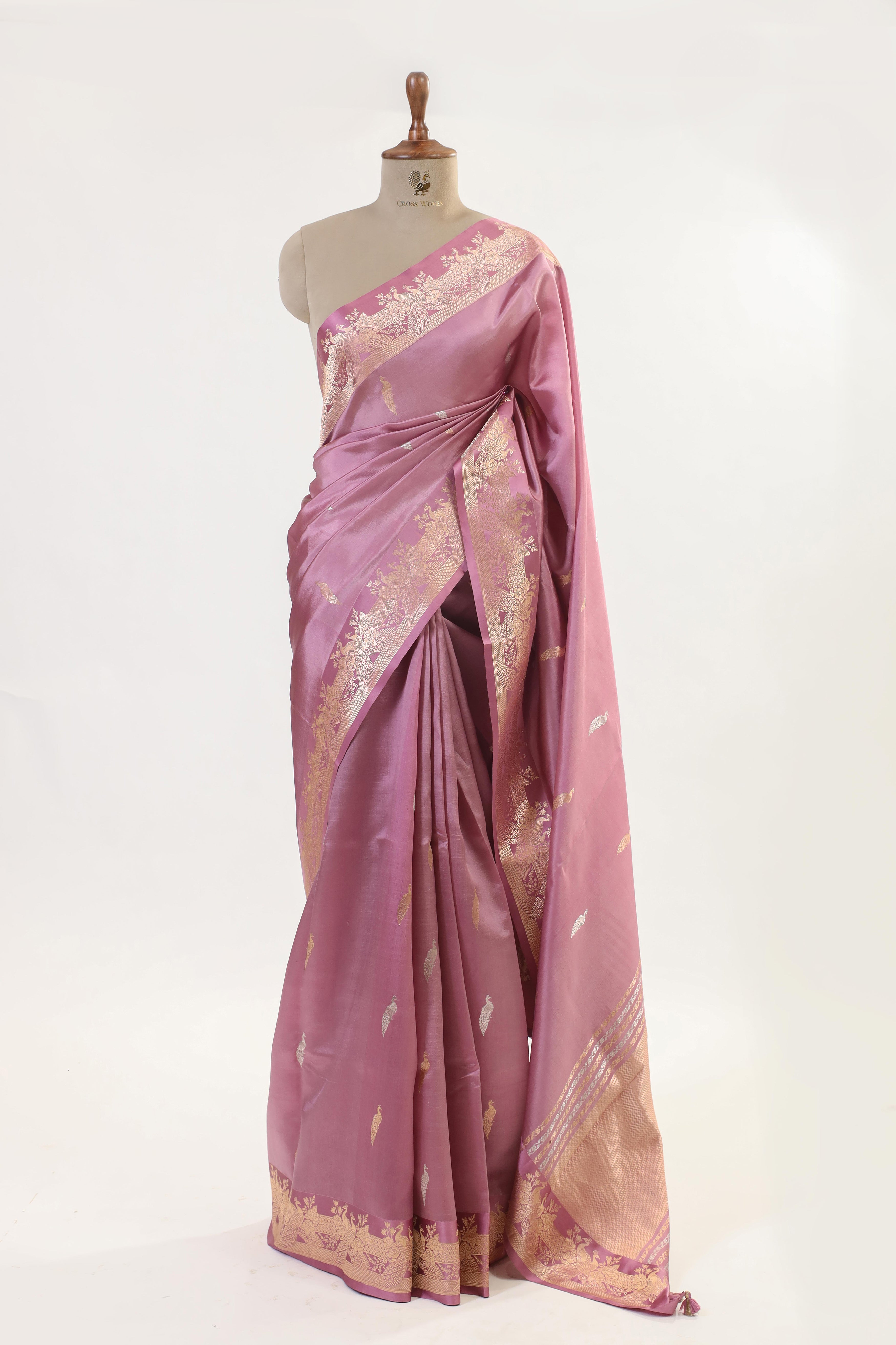 Coral Pink Handwoven Pure Banarasi Katan Soft Silk Saree