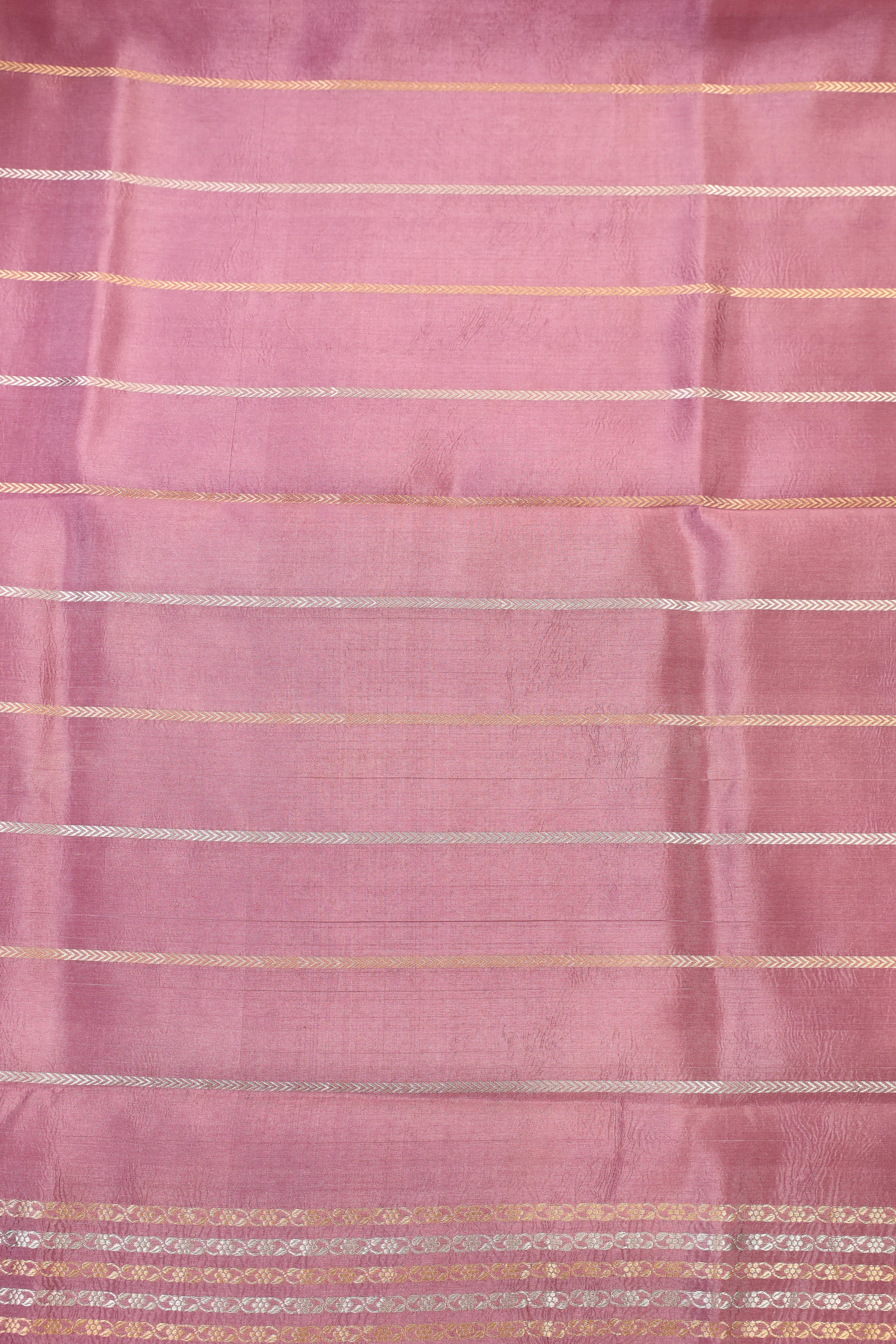 Coral Pink Handwoven Pure Banarasi Katan Soft Silk Saree
