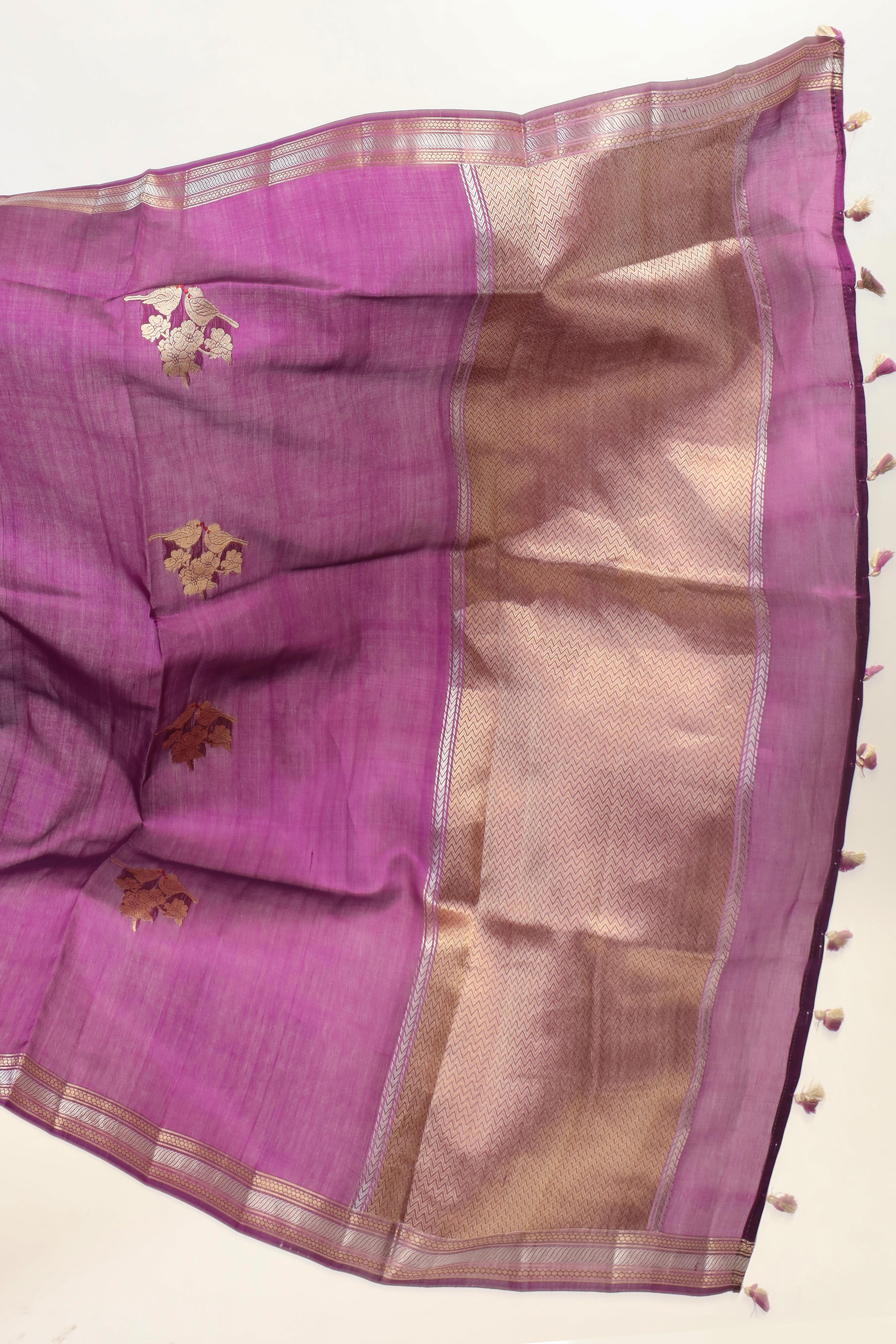 Wine Handwoven Pure Banarasi  Soft Silk Saree