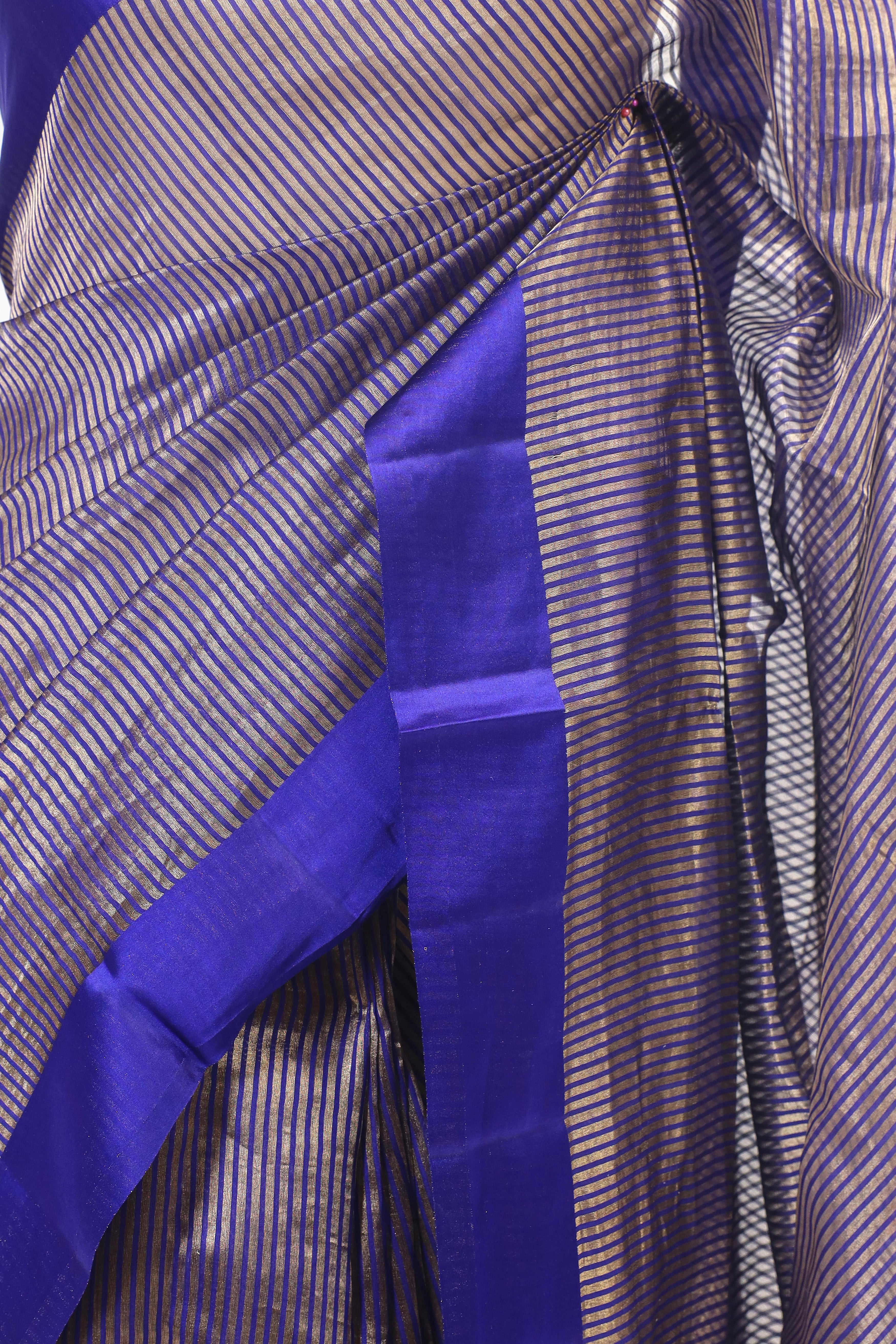 Deep Blue Handwoven Pure Banarasi Soft Silk Saree