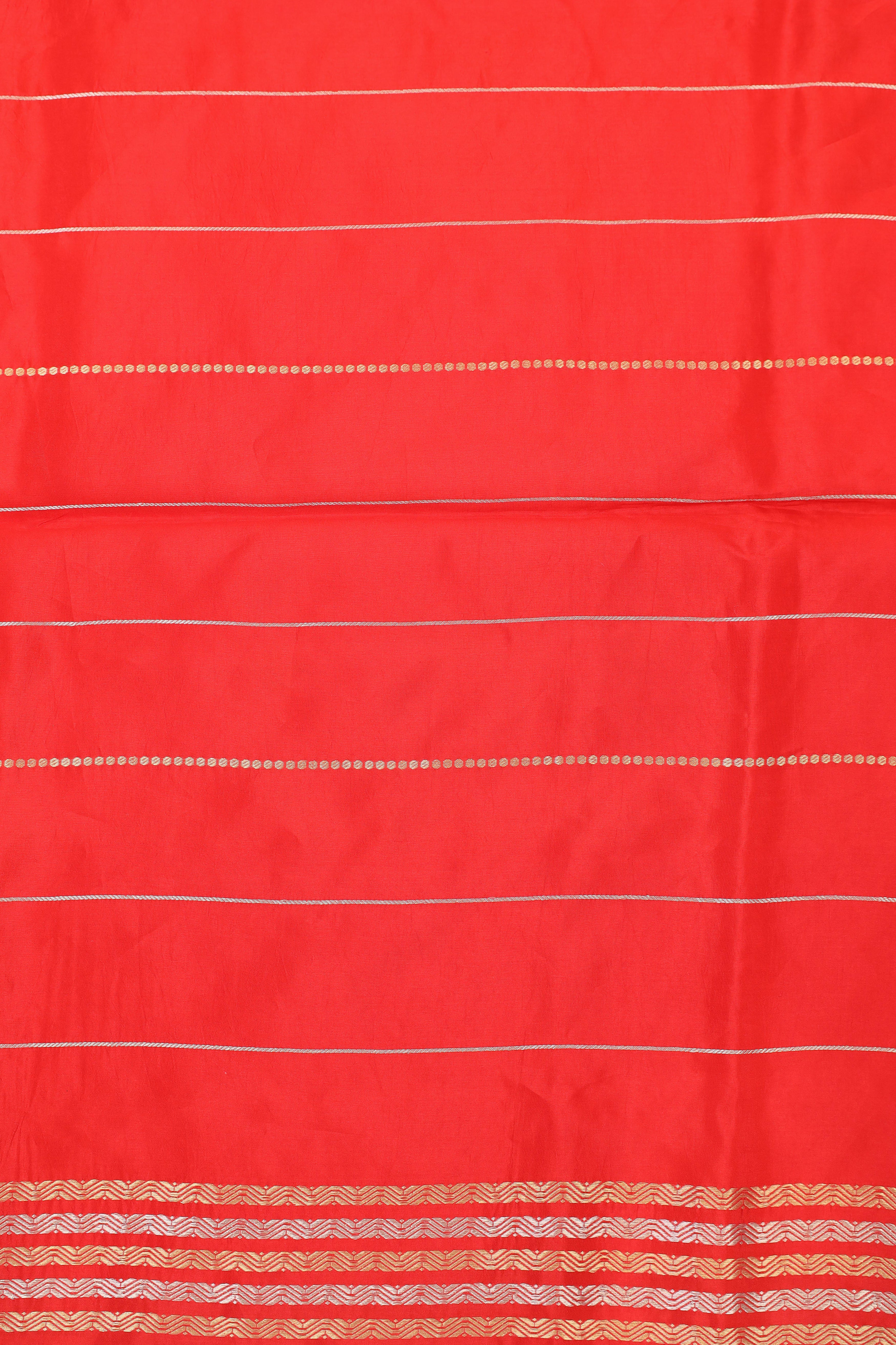 Red Banarasi Soft Silk Saree With Ganesh Mantra Embroidery
