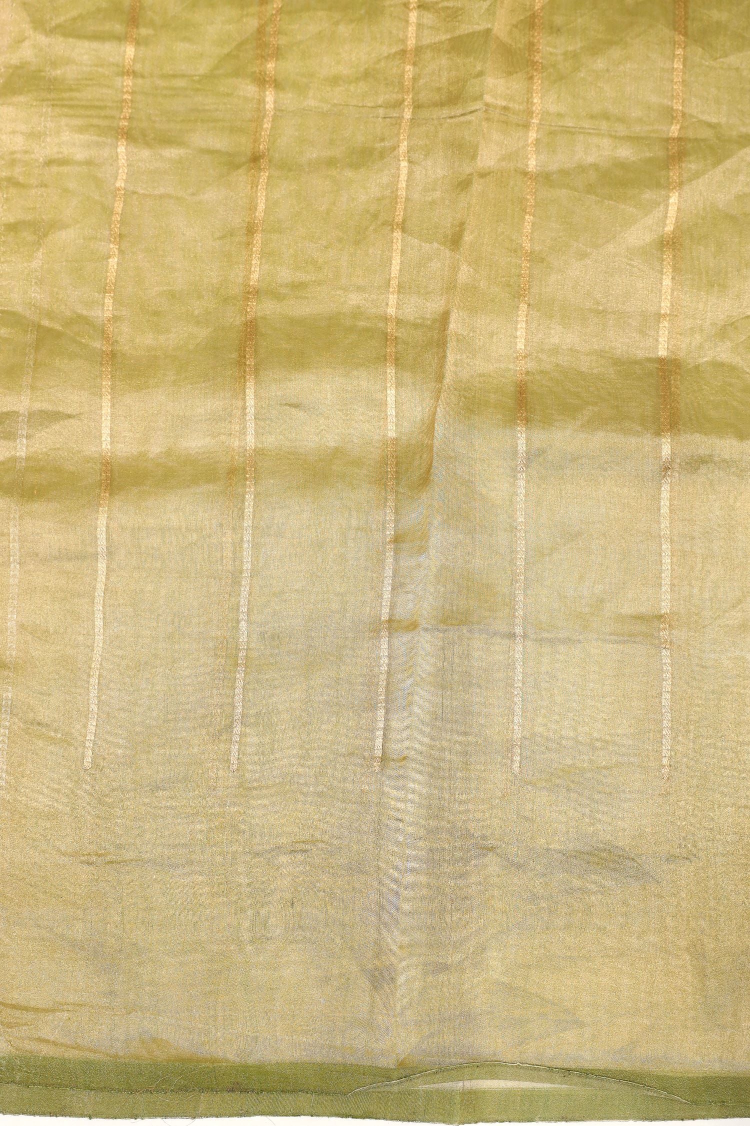 Lime Green Striped Rangkaat Banarasi Tissue Silk Saree