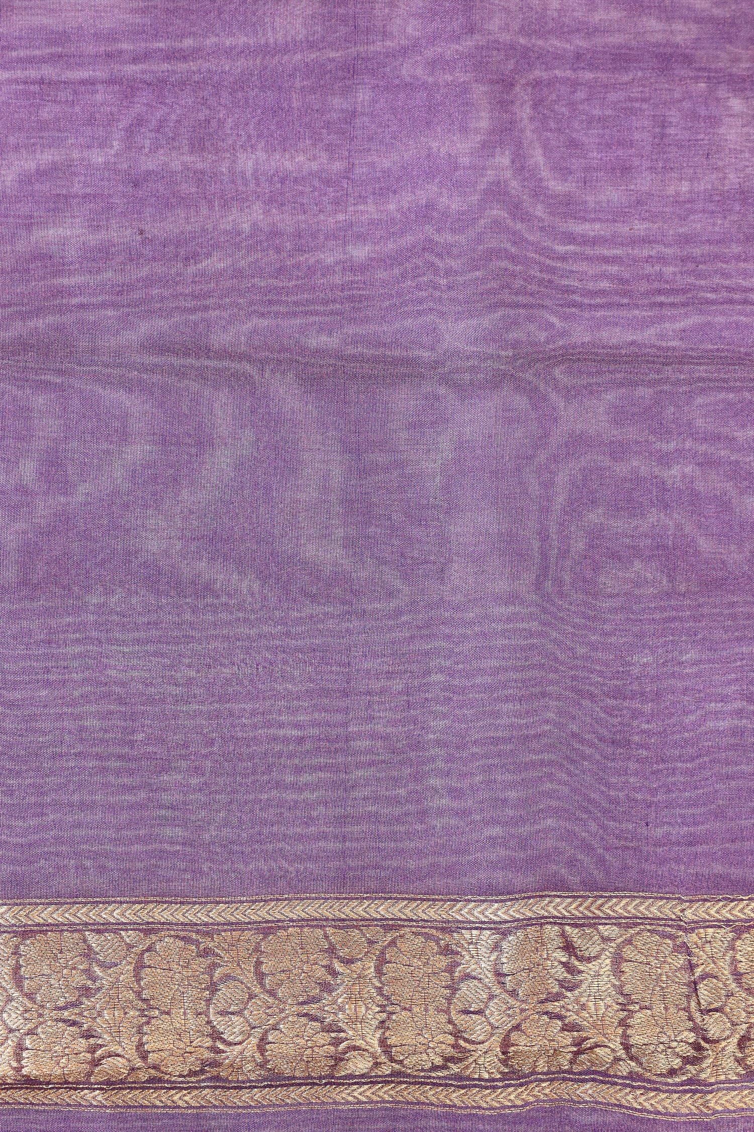 Indigo Blue Tissue Silk Saree With Gold Stripes