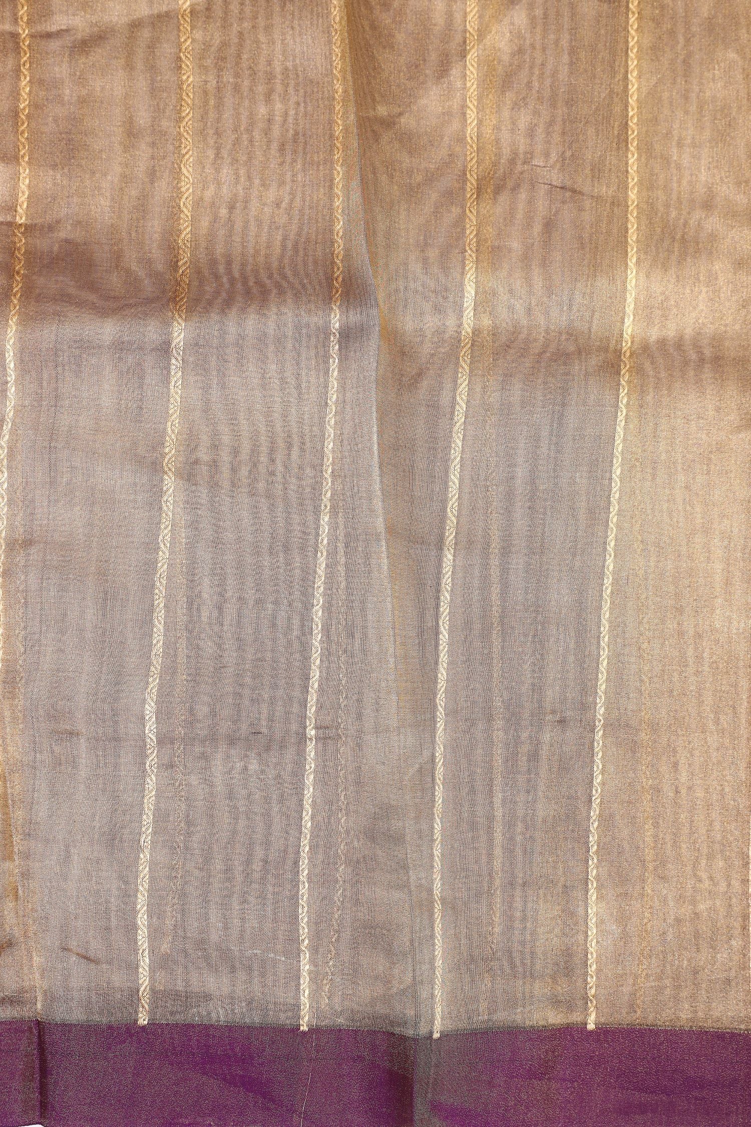 Metallic Purple Tissue Silk Saree with Meena Zari Floral Motifs