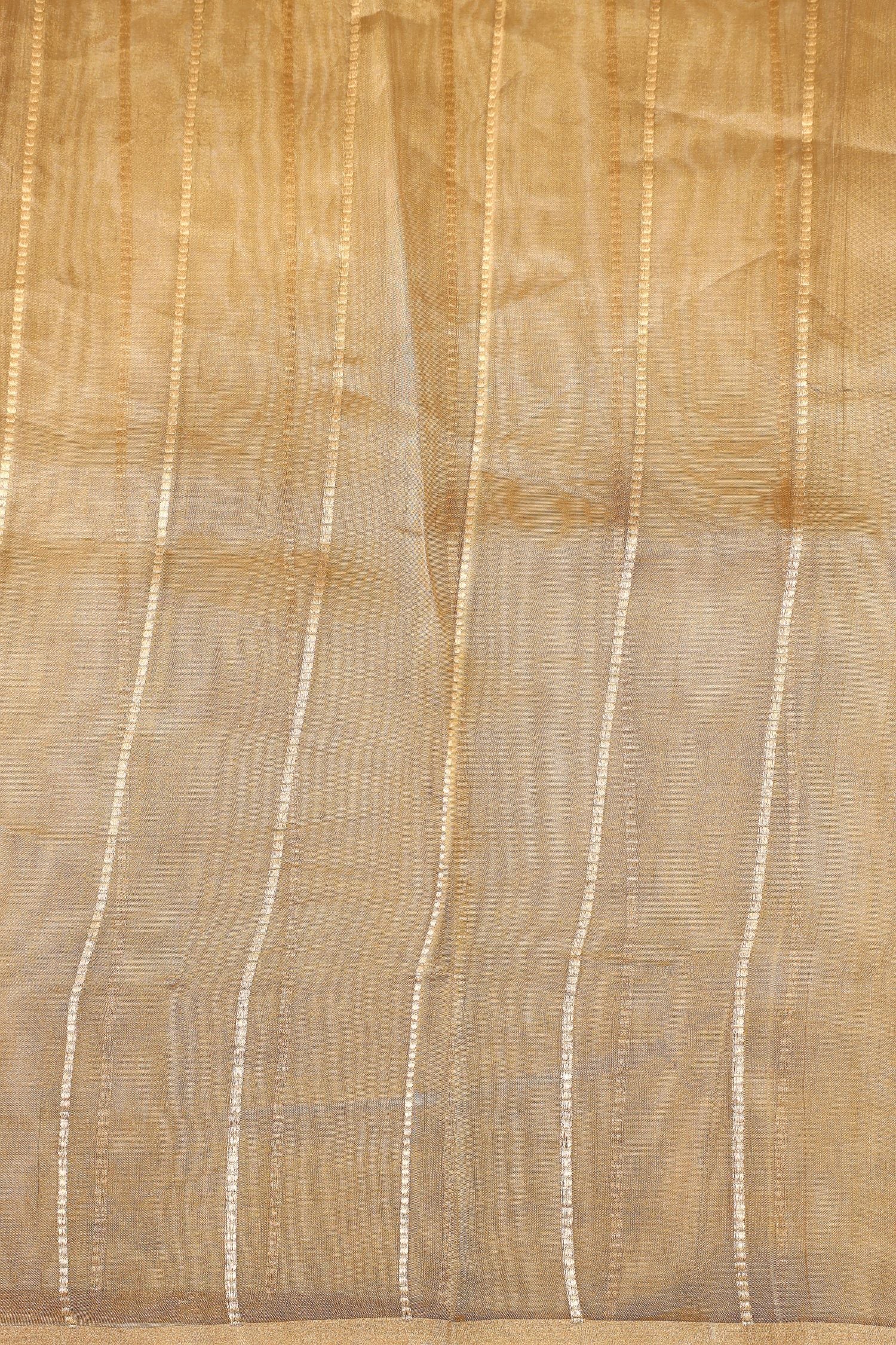 Golden Tissue Silk Saree with Meena Zari Floral Motifs