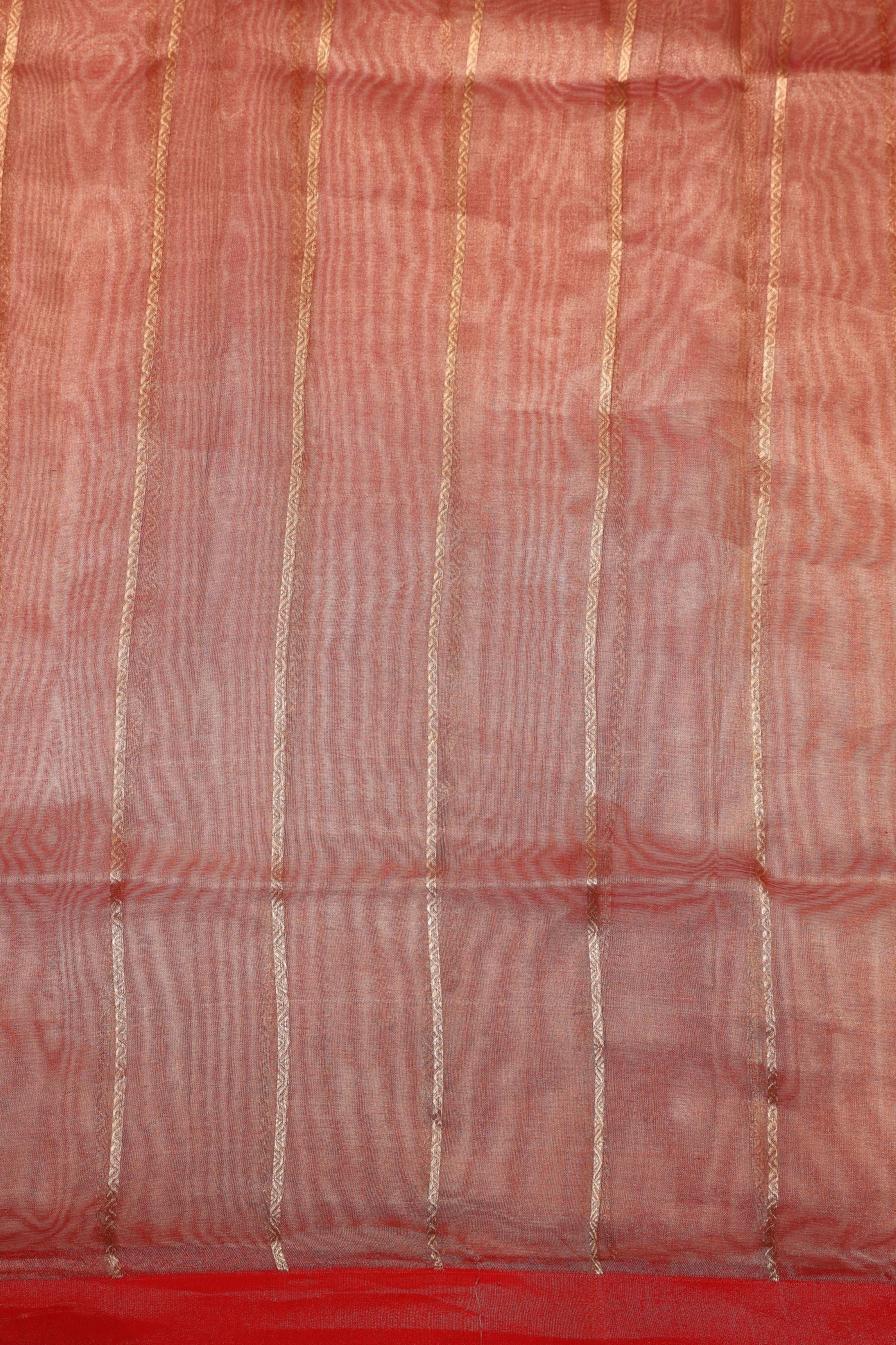 Red Tissue Silk Saree with Meena Zari Floral Motifs