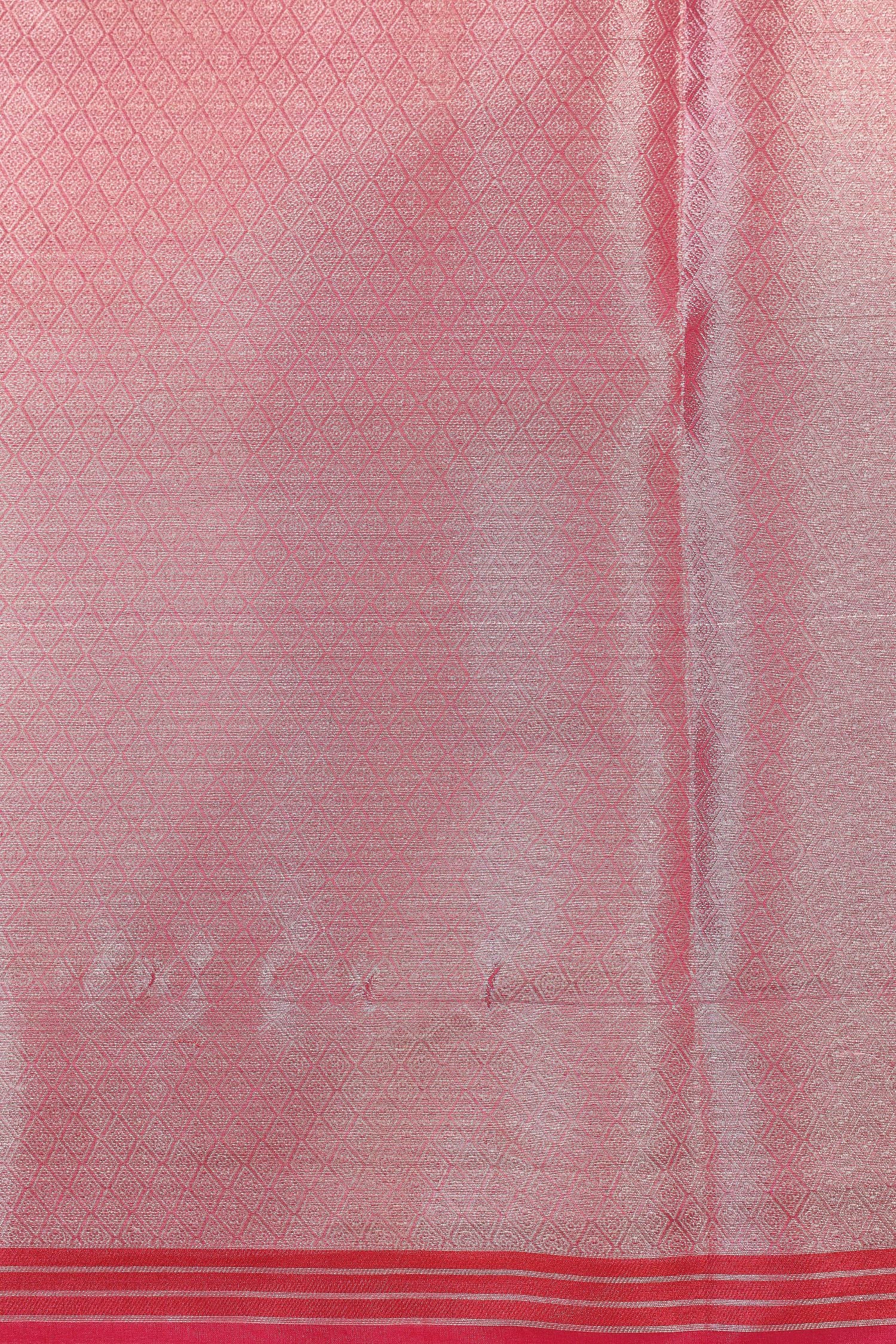 Pink Tissue Silk Saree With Meenakari Silver Zari Border