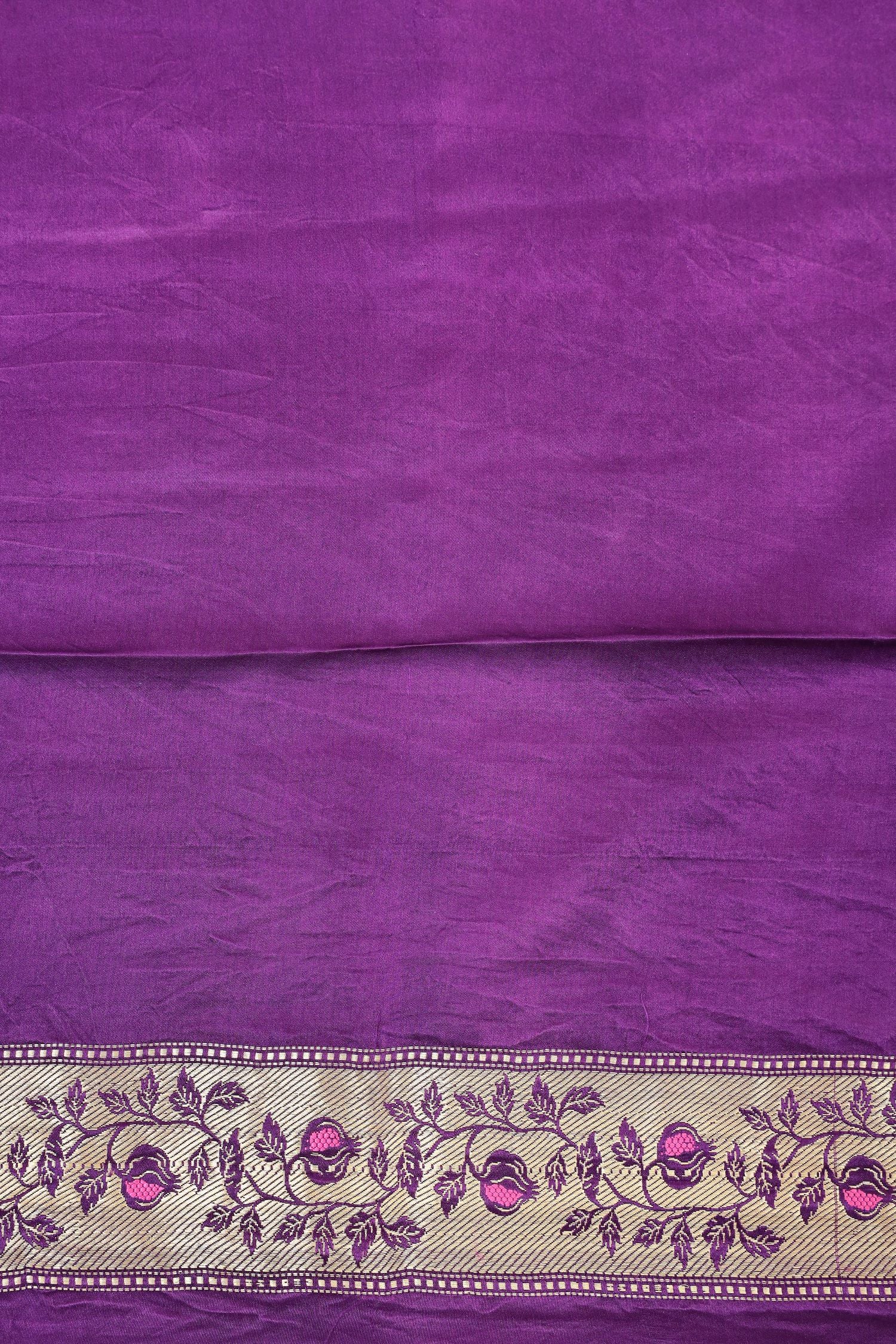 Purple Mashru Silk Saree With Meenakari Floral Motifs