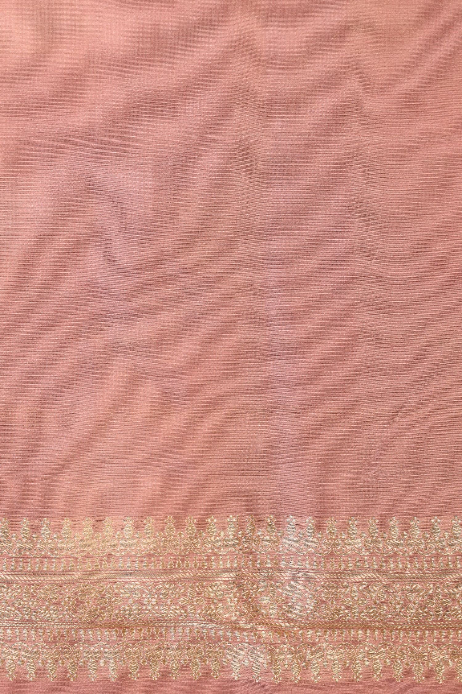 Dusty Rose Katan Silk Suit with Kadhwa Zari Weaving & Contrast Border Dupatta