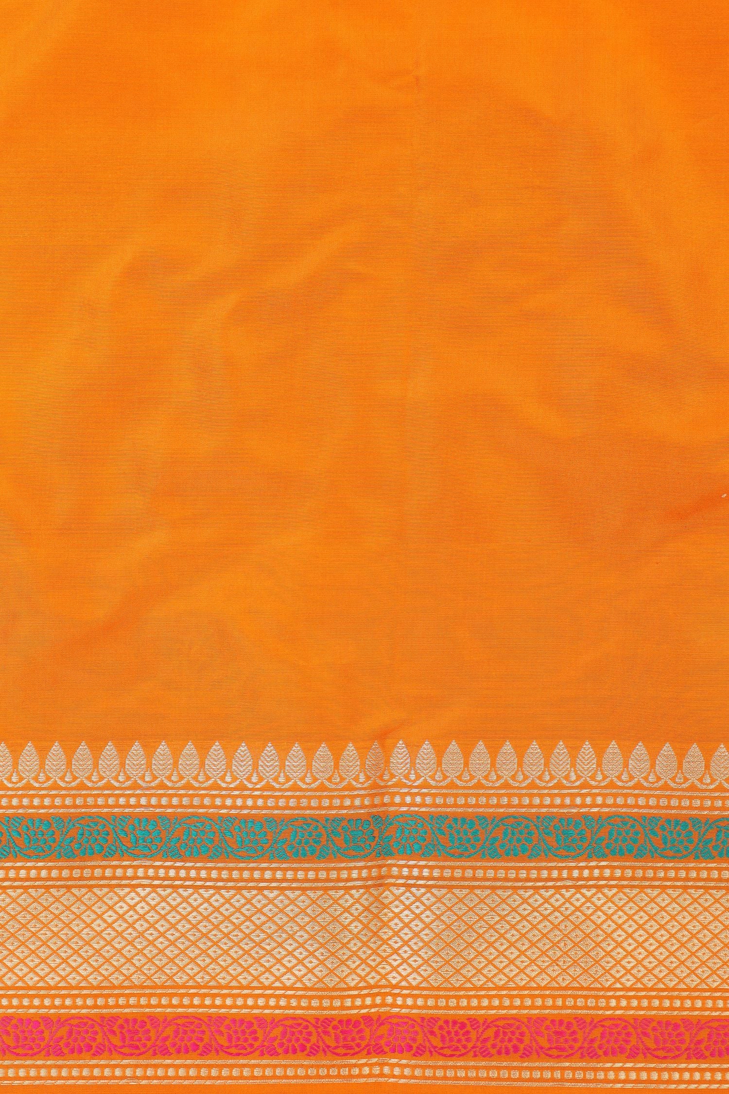 Orange Katan Silk Suit Set With Kadhwa Weaving Dupatta