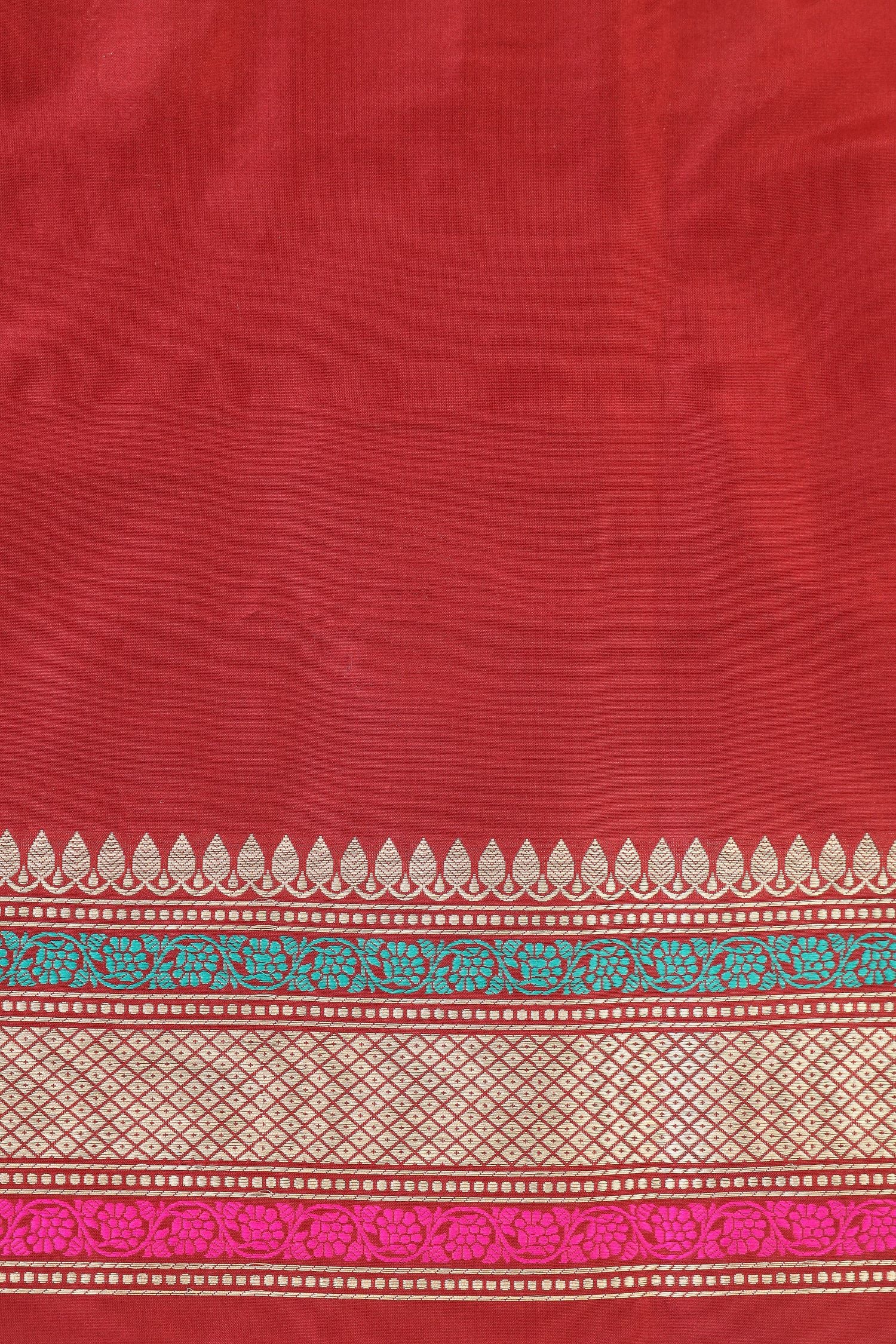 Deep Red Katan Silk Suit Set with Kadhwa Weaving Dupatta
