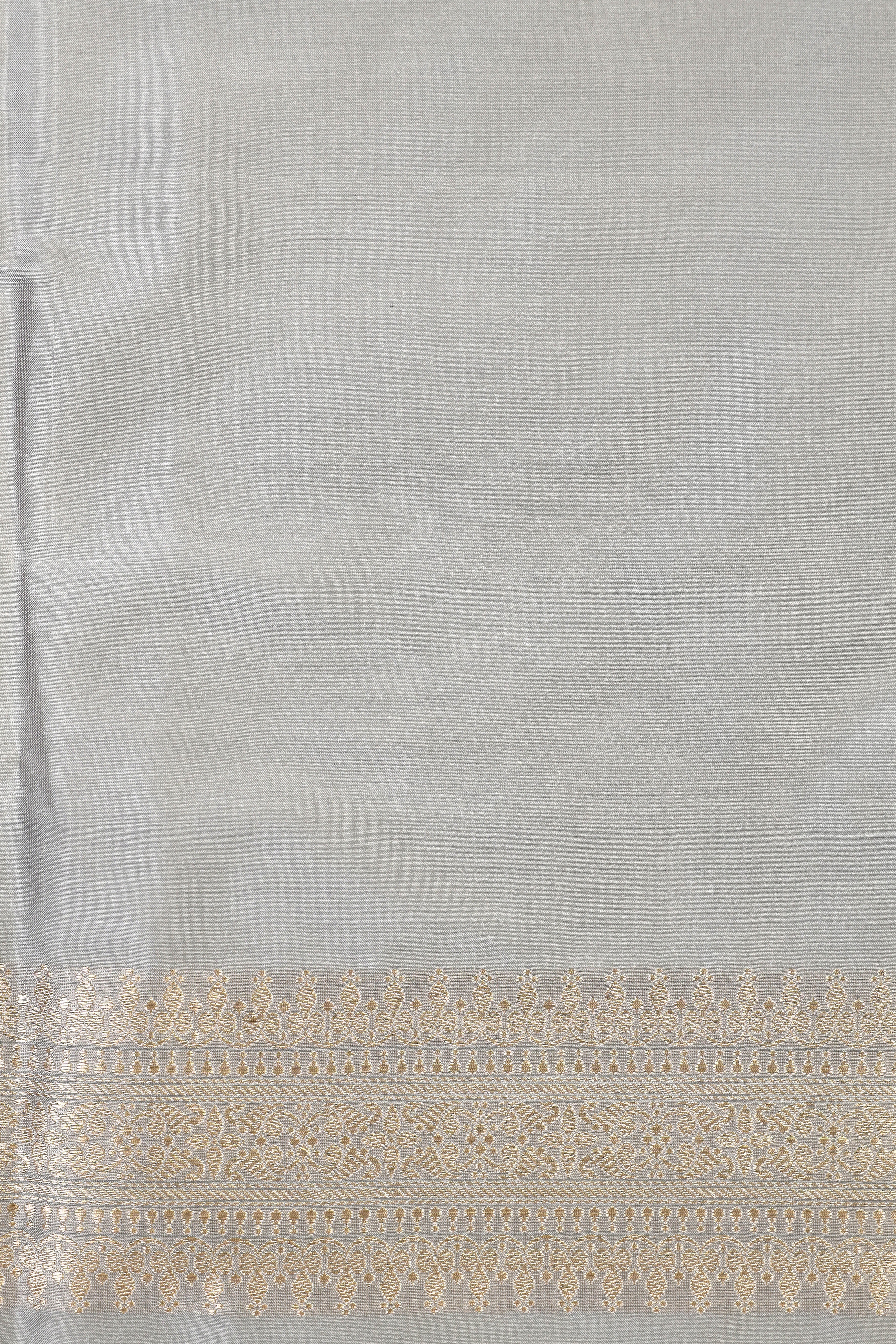Gray Katan Silk Suit with Kadhwa Zari Weaving & Contrast Border Dupatta